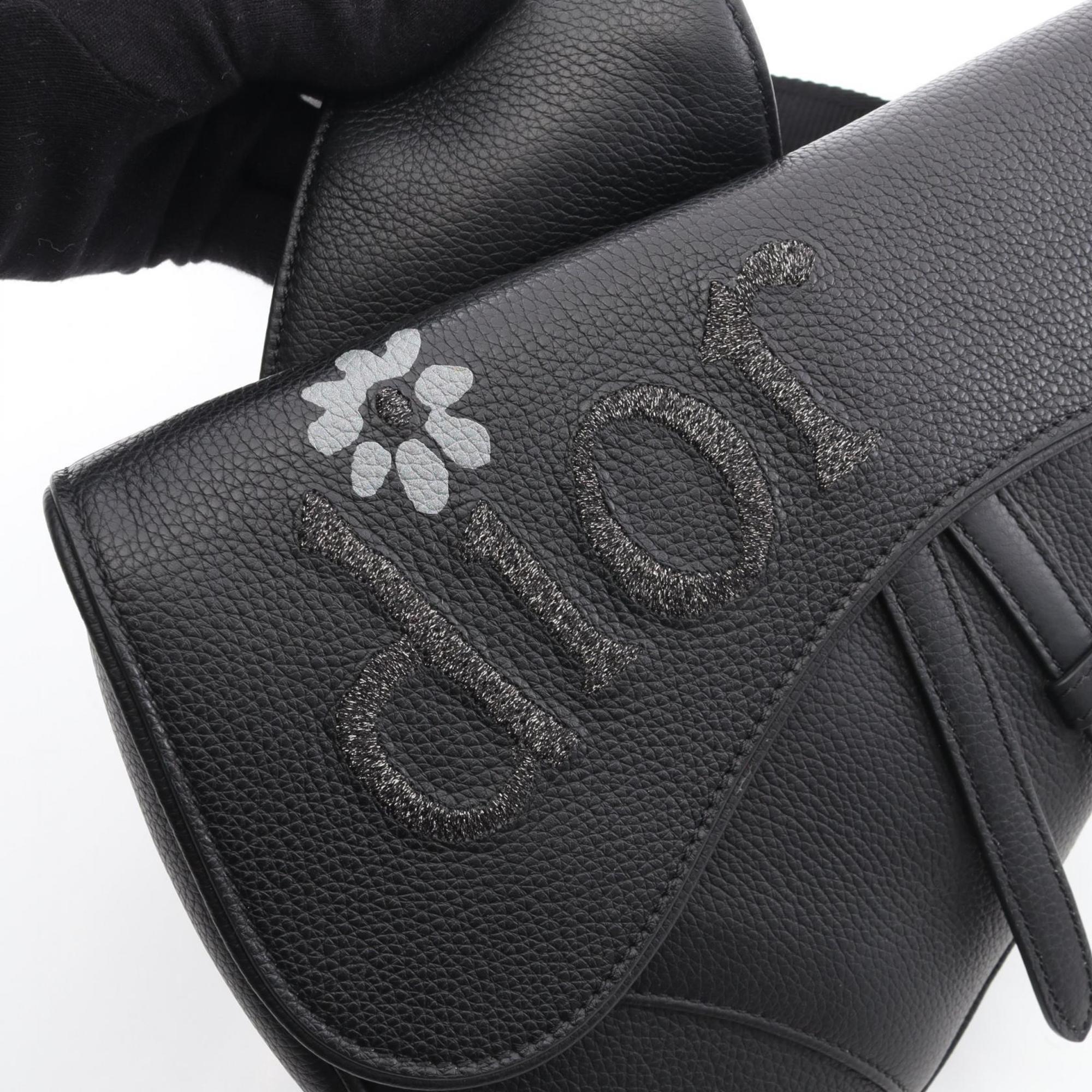 Christian Dior Black Leather Fanny Pack Handbag Saddle Bag (Pre-Owned)