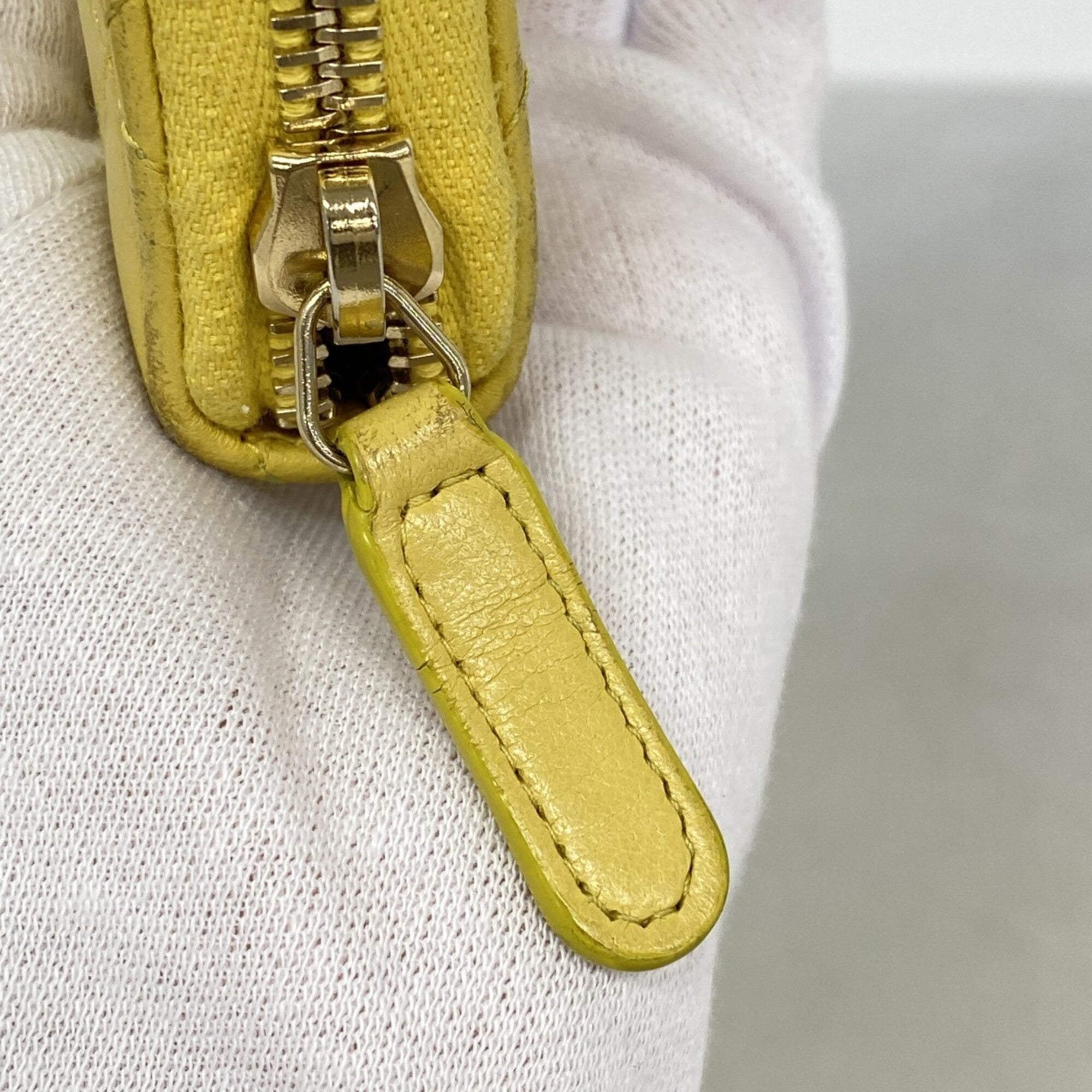 Chanel Yellow Leather Long Wallet (Bi-Fold) (Pre-Owned)