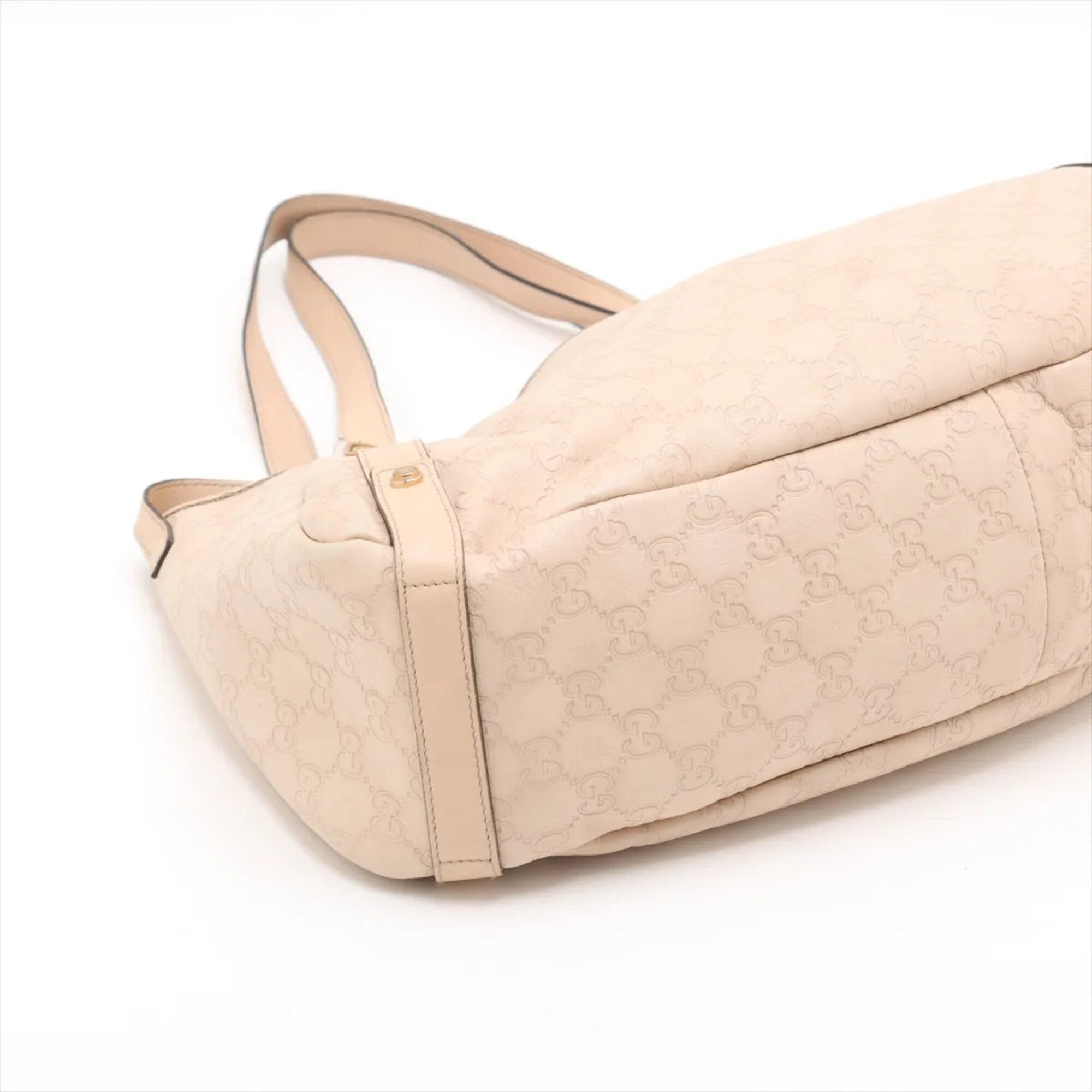 Gucci Pink Beige Leather Handbag Shoulder Bag Tote Bag (Pre-Owned)