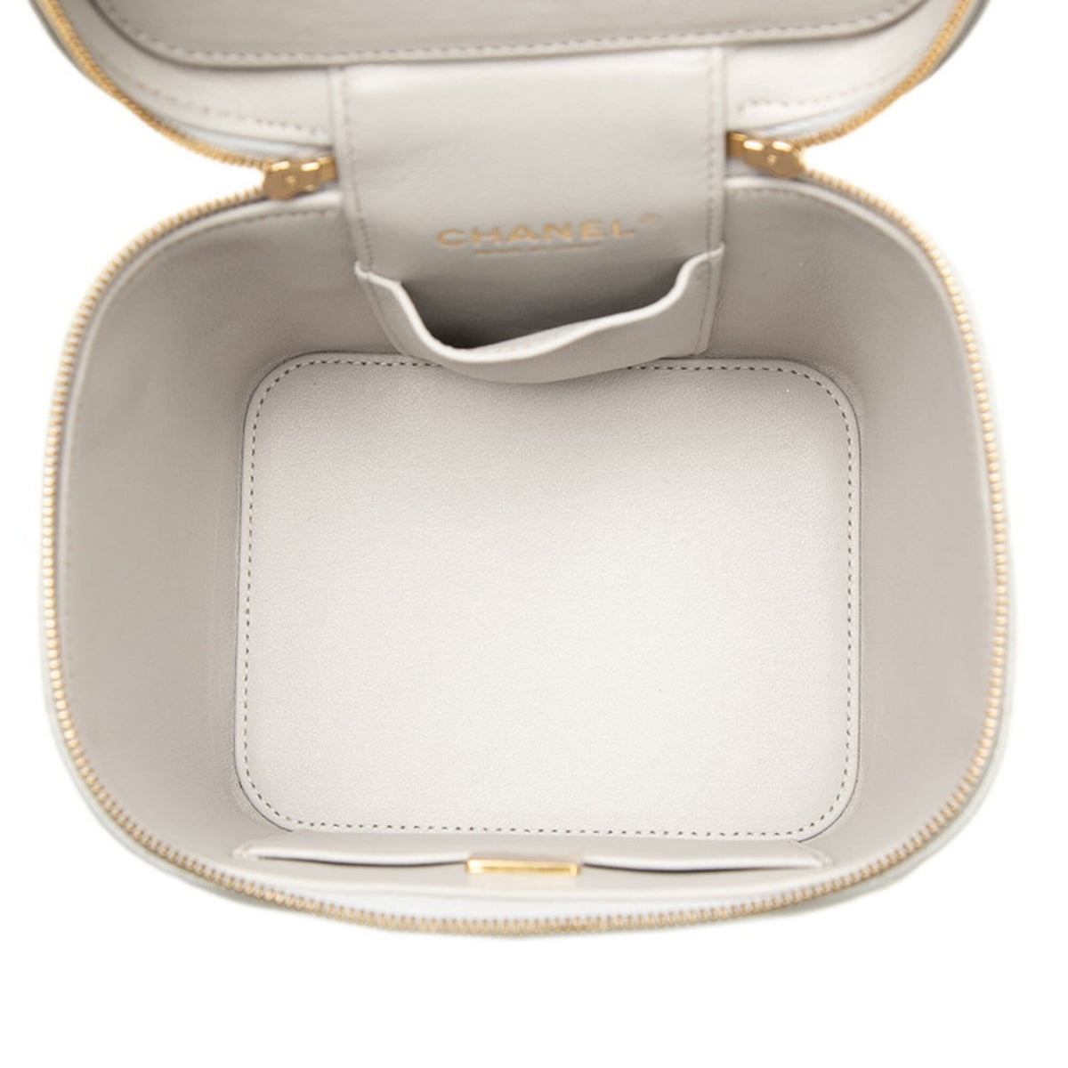 Chanel Gray Grained Calfskin Shoulder Bag Vanity Bag (Pre-Owned)