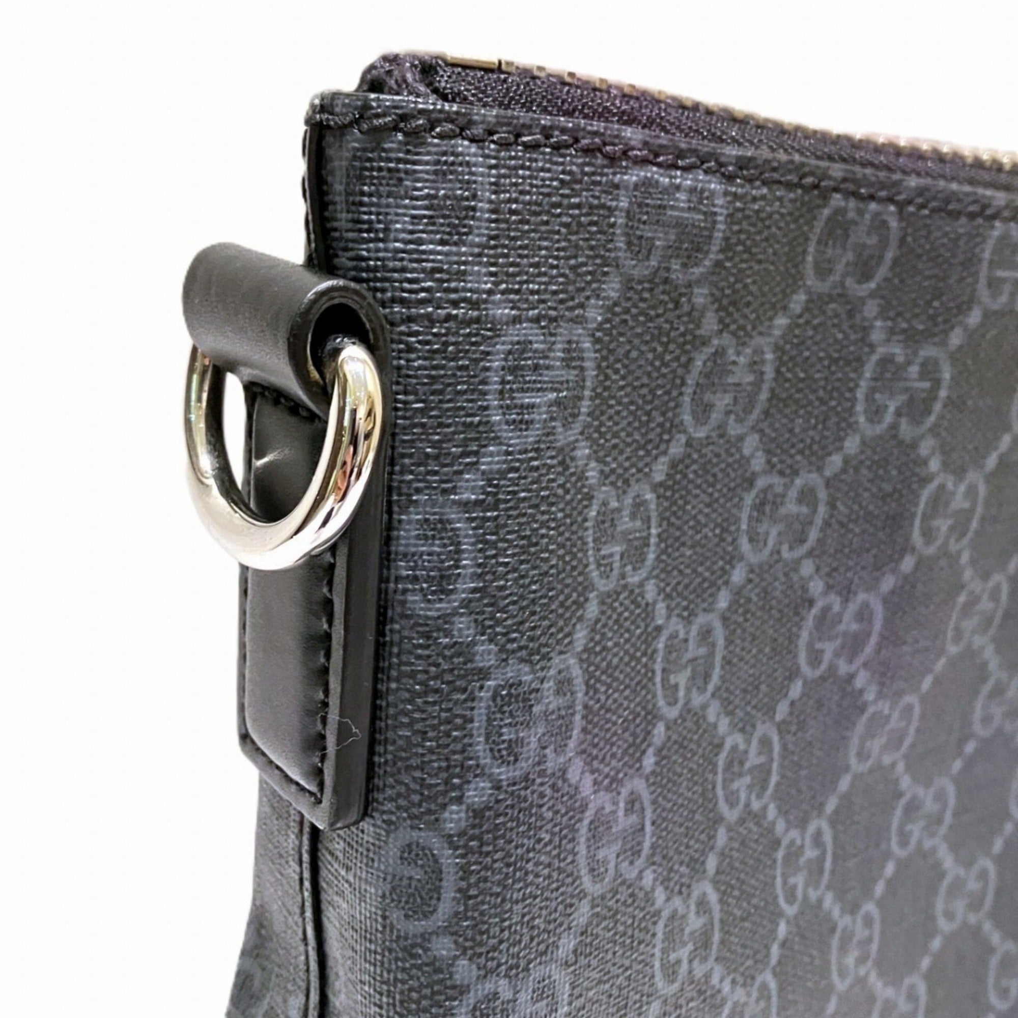 Gucci Black Gg Supreme Canvas Leather Shoulder Bag (Pre-Owned)