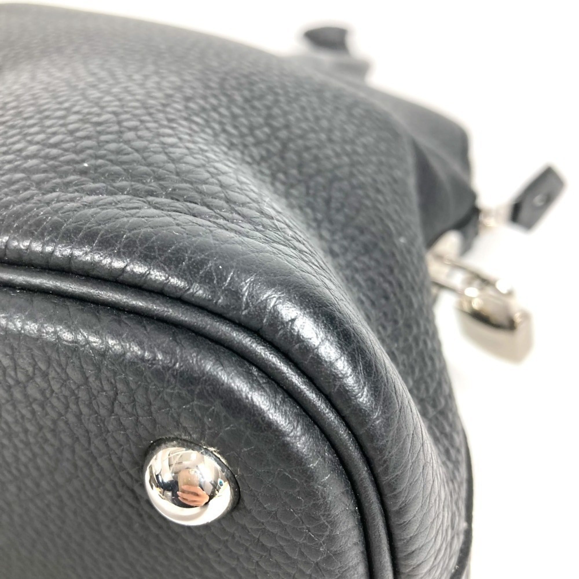 Hermes Black Taurillon Clemence Leather Handbag Shoulder Bag Tote Bag (Pre-Owned)
