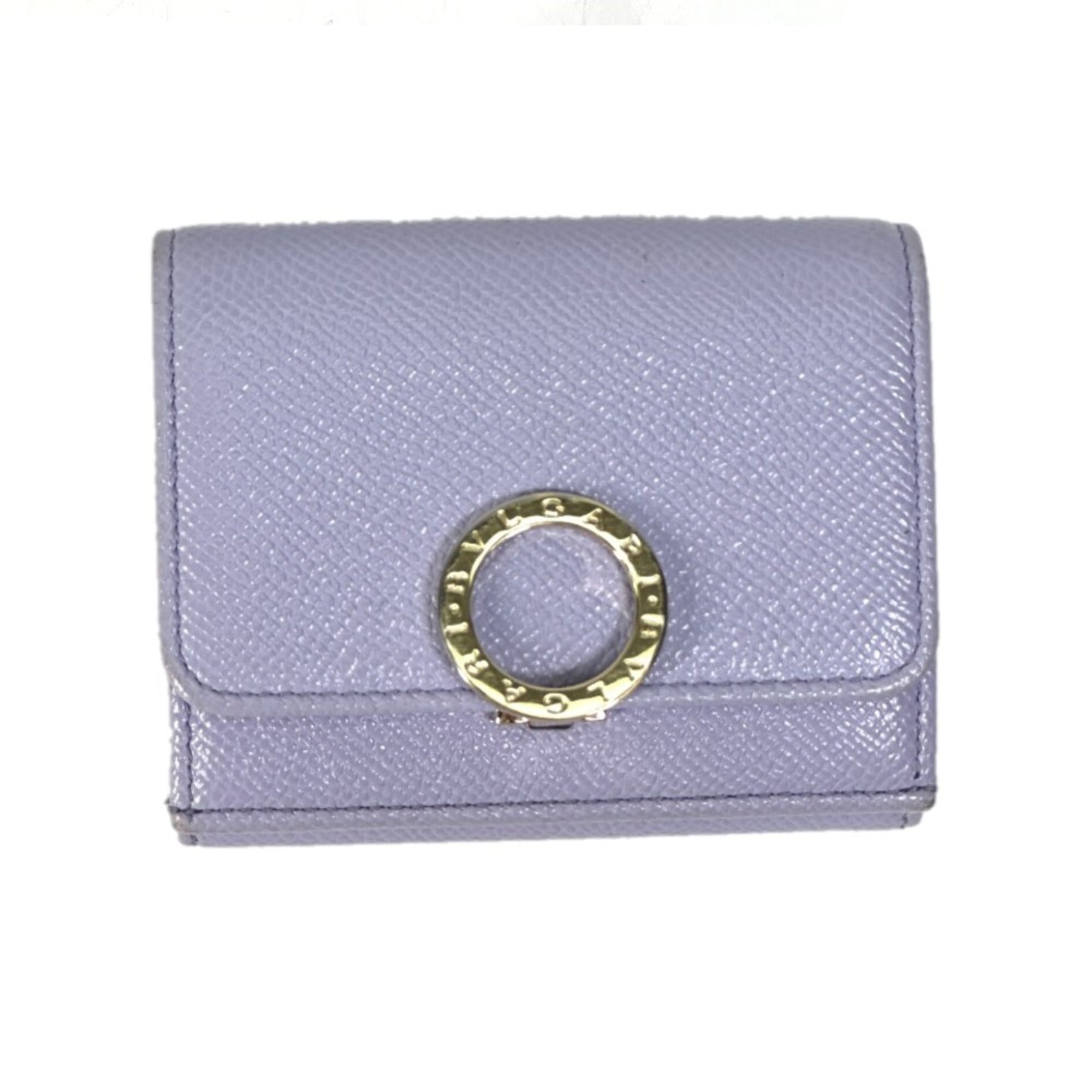 Bvlgari Purple Leather Wallet (Tri-Fold) (Pre-Owned)