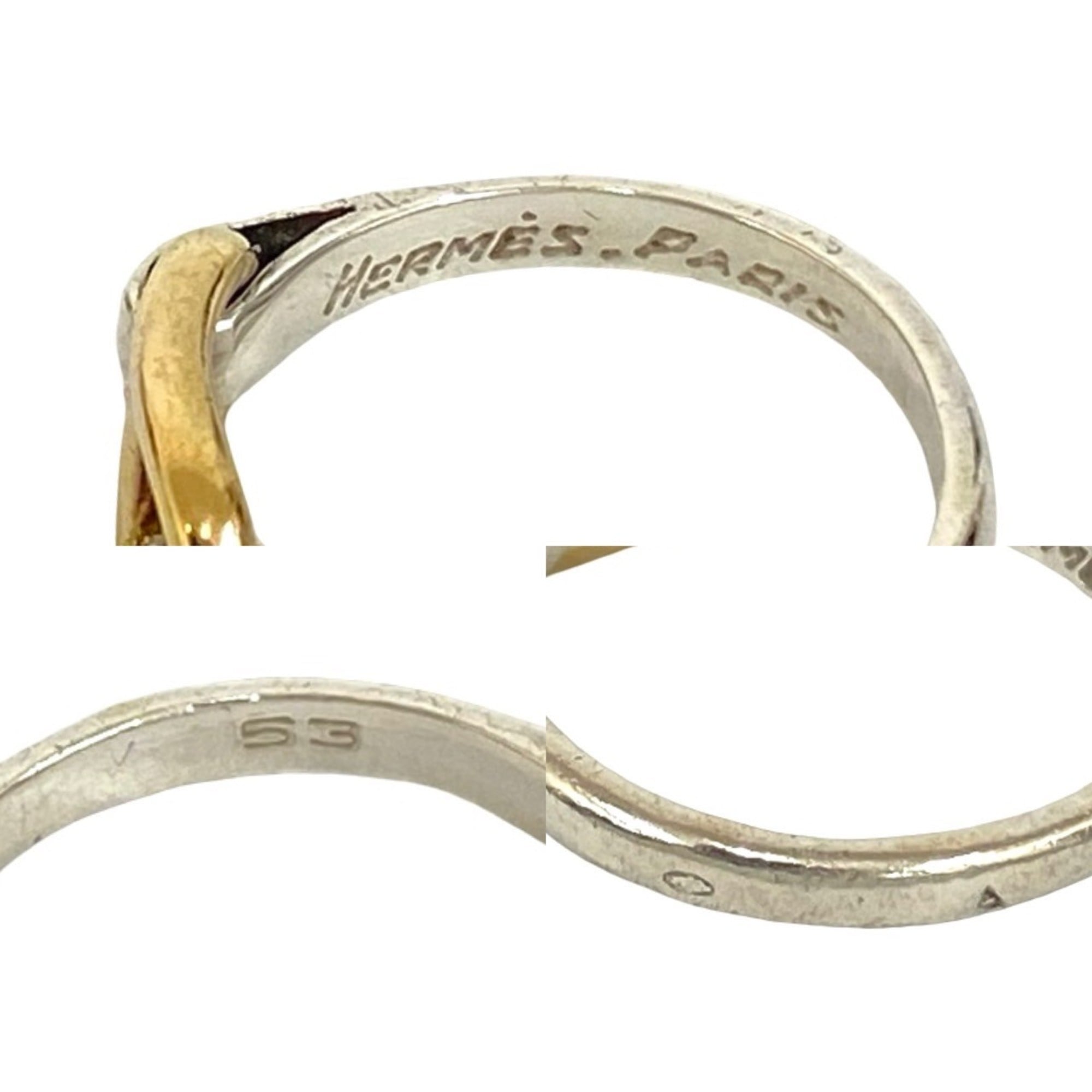 Hermes Gold Silver Gold (18K) Silver 925 Band Ring (Pre-Owned)