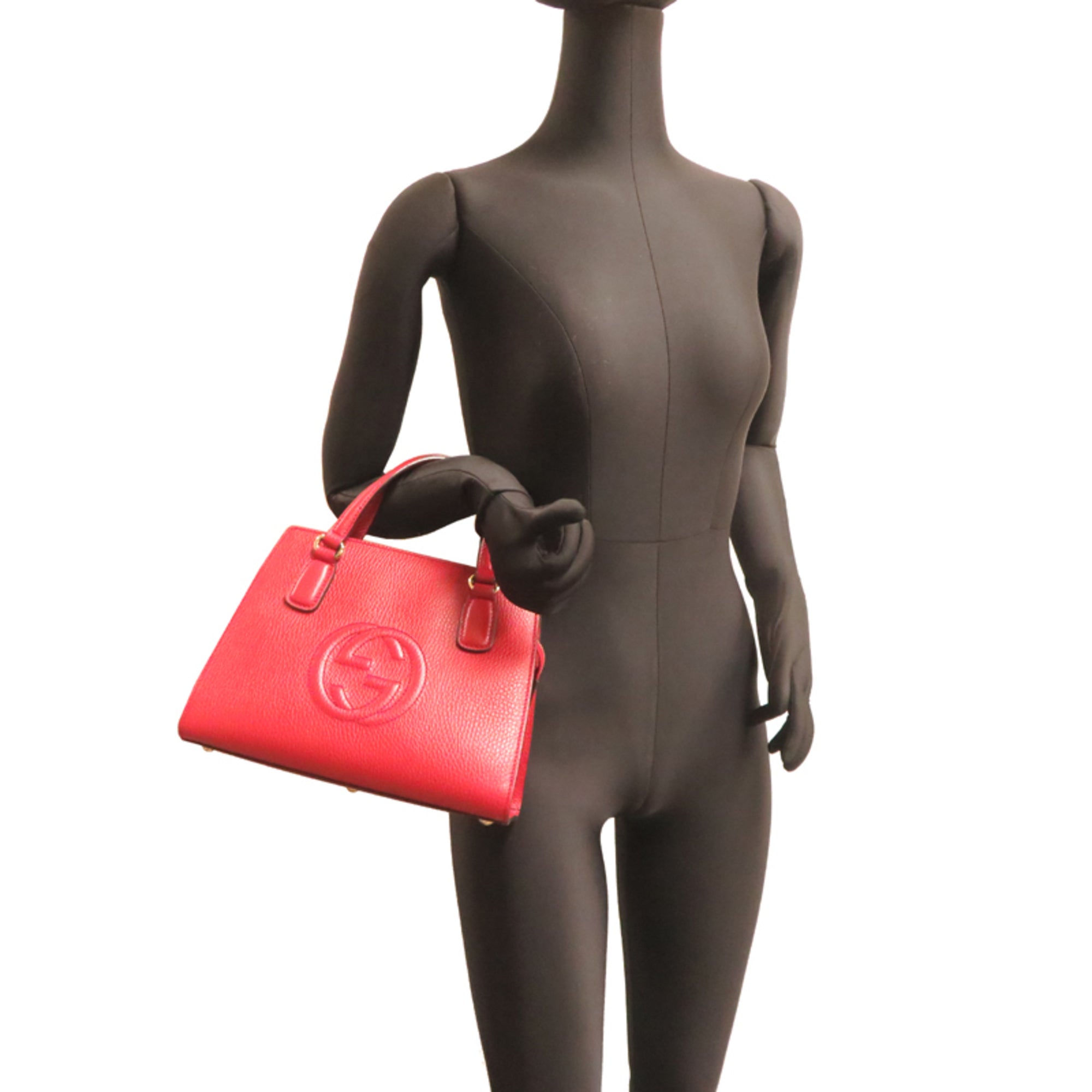 Gucci Red Color Leather Handbag (Pre-Owned)