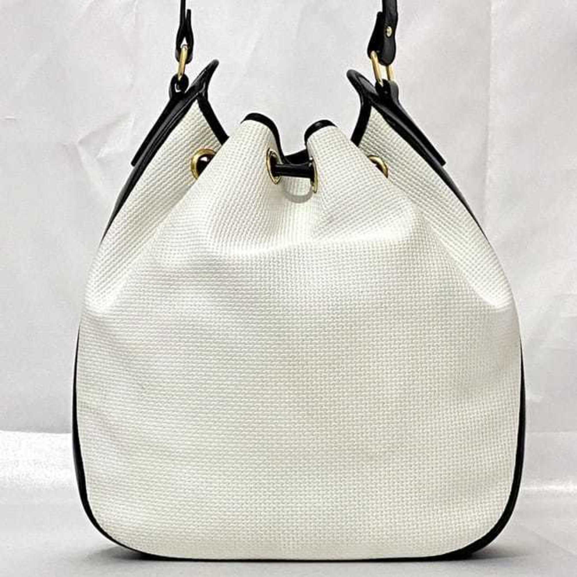 Yves Saint Laurent Navy White Pvc Leather Shoulder Bag (Pre-Owned)