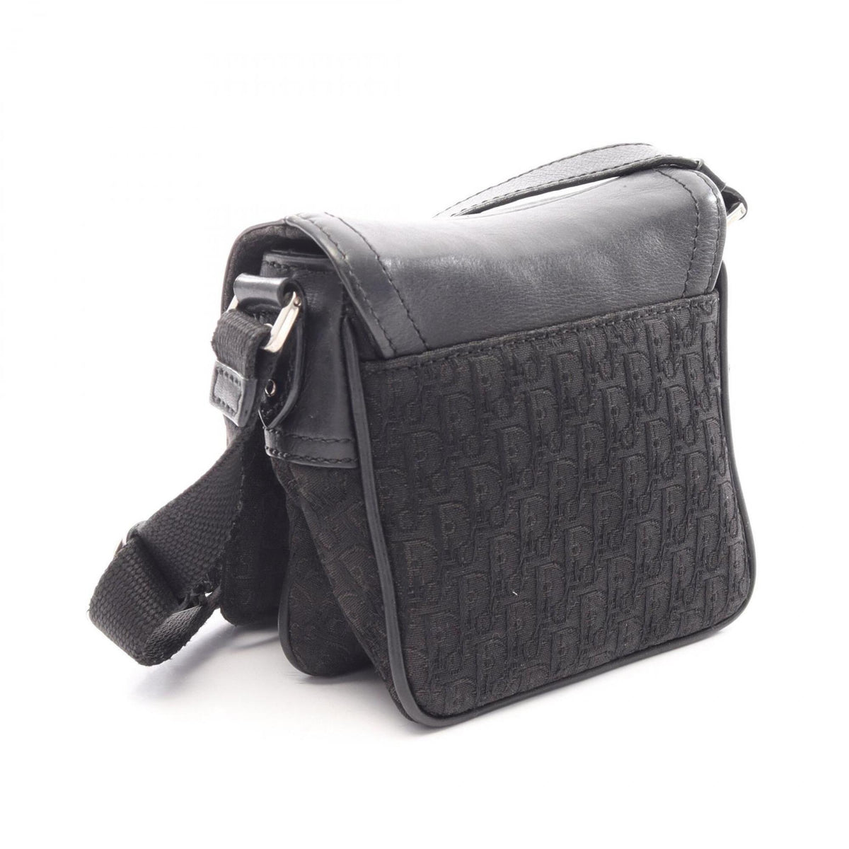 Christian Dior Black Canvas Leather Handbag Shoulder Bag (Pre-Owned)