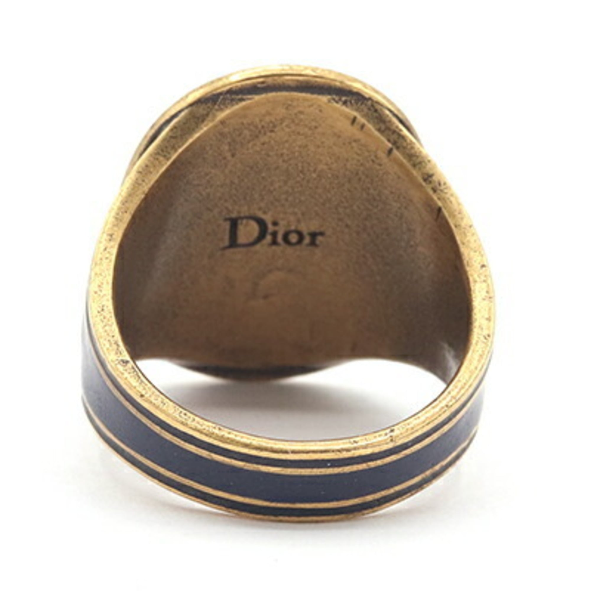 Christian Dior Black Navy Metal Band Ring (Pre-Owned)