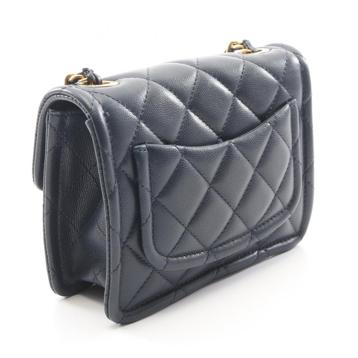 Chanel Matelasse Navy Leather Handbag Shoulder Bag (Pre-Owned)