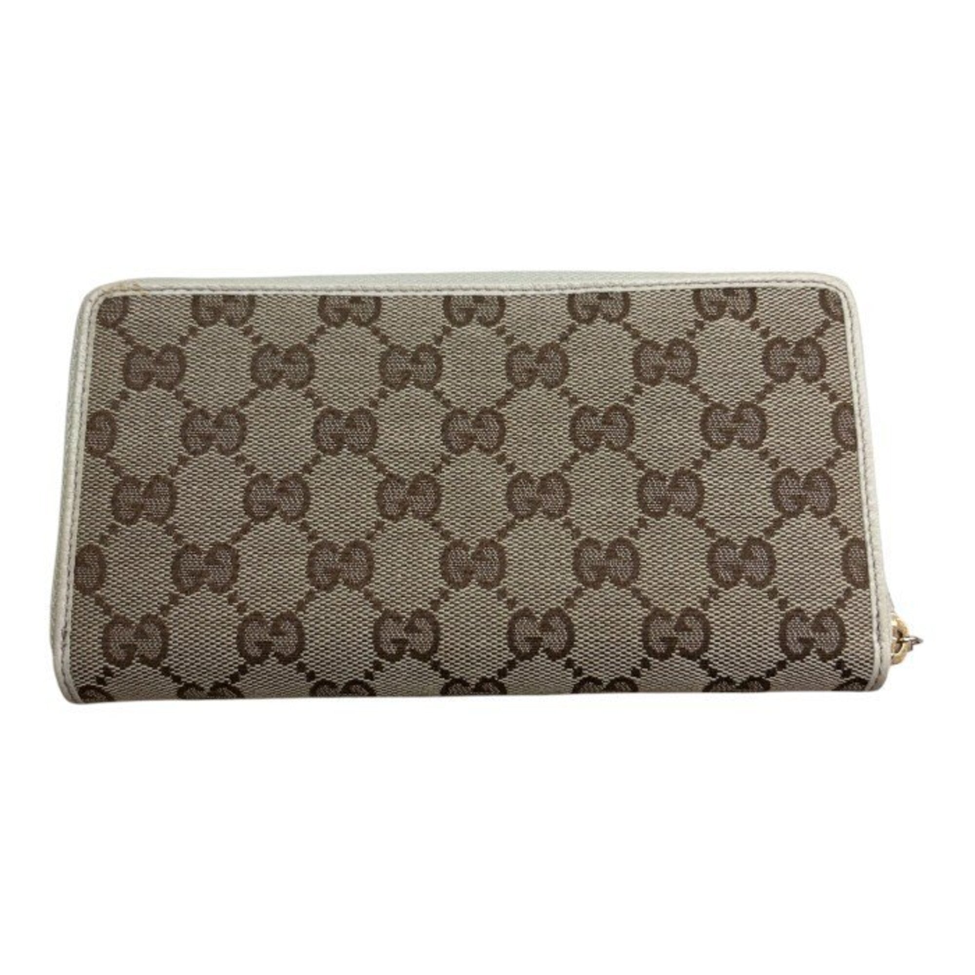 Gucci Beige Canvas Leather Long Wallet (Bi-Fold) (Pre-Owned)