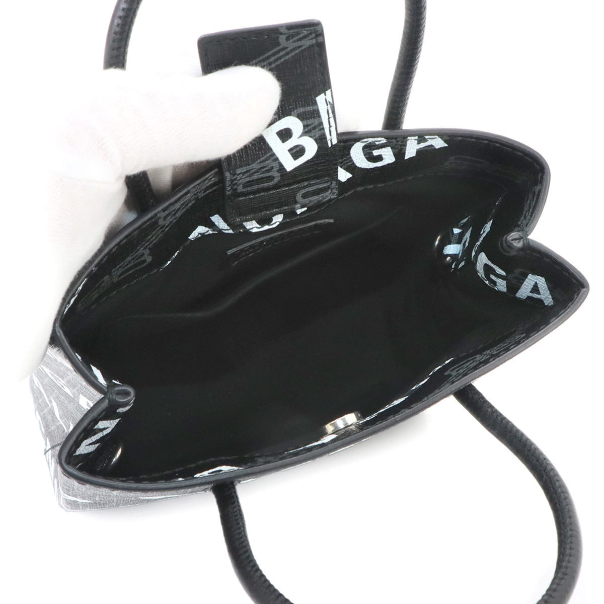 Balenciaga Black White Pvc Leather Handbag Shoulder Bag (Pre-Owned)