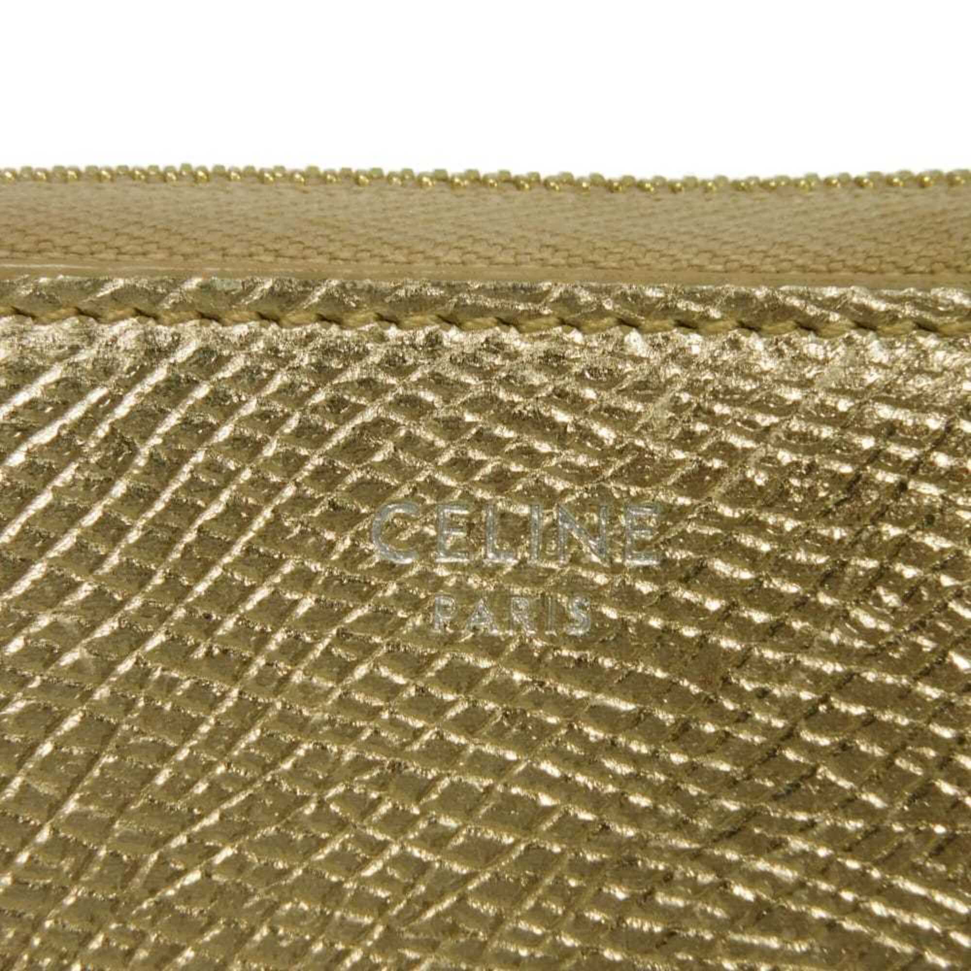 Celine Gold Metallic Gold Leather Coin Purse/Coin Case (Pre-Owned)