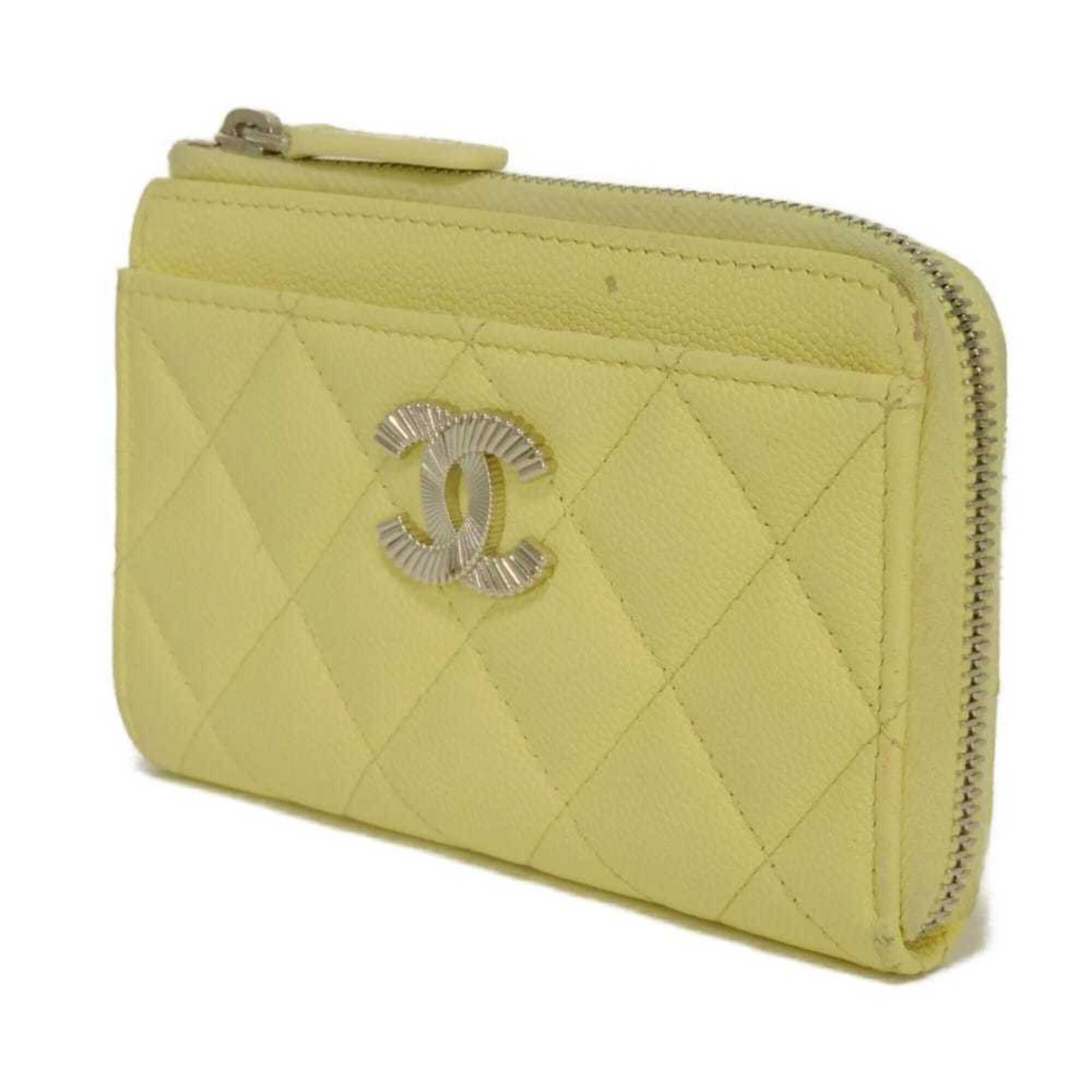 Chanel Yellow Grained Calfskin Coin Purse/Coin Case (Pre-Owned)