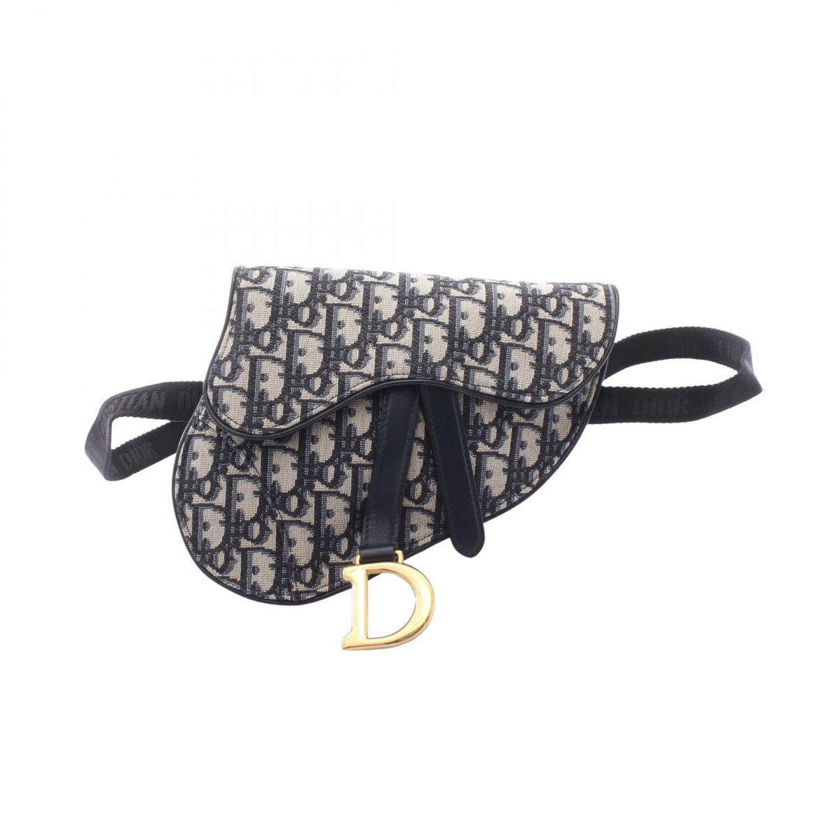 Christian Dior Beige Navy Canvas Leather Fanny Pack Handbag Saddle Bag (Pre-Owned)