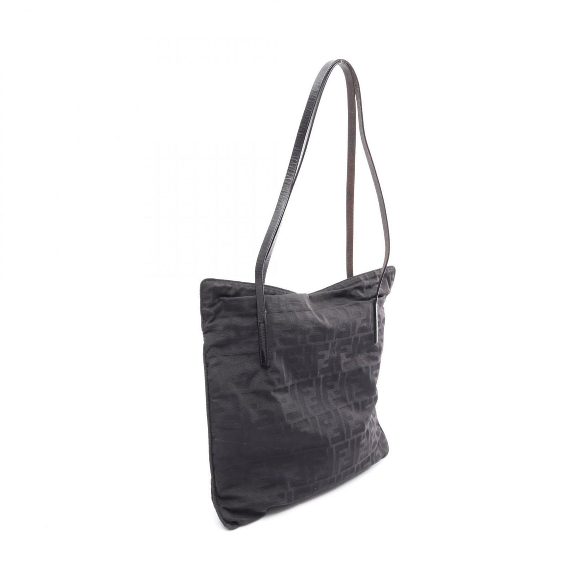 Fendi Black Nylon Leather Handbag Tote Bag (Pre-Owned)