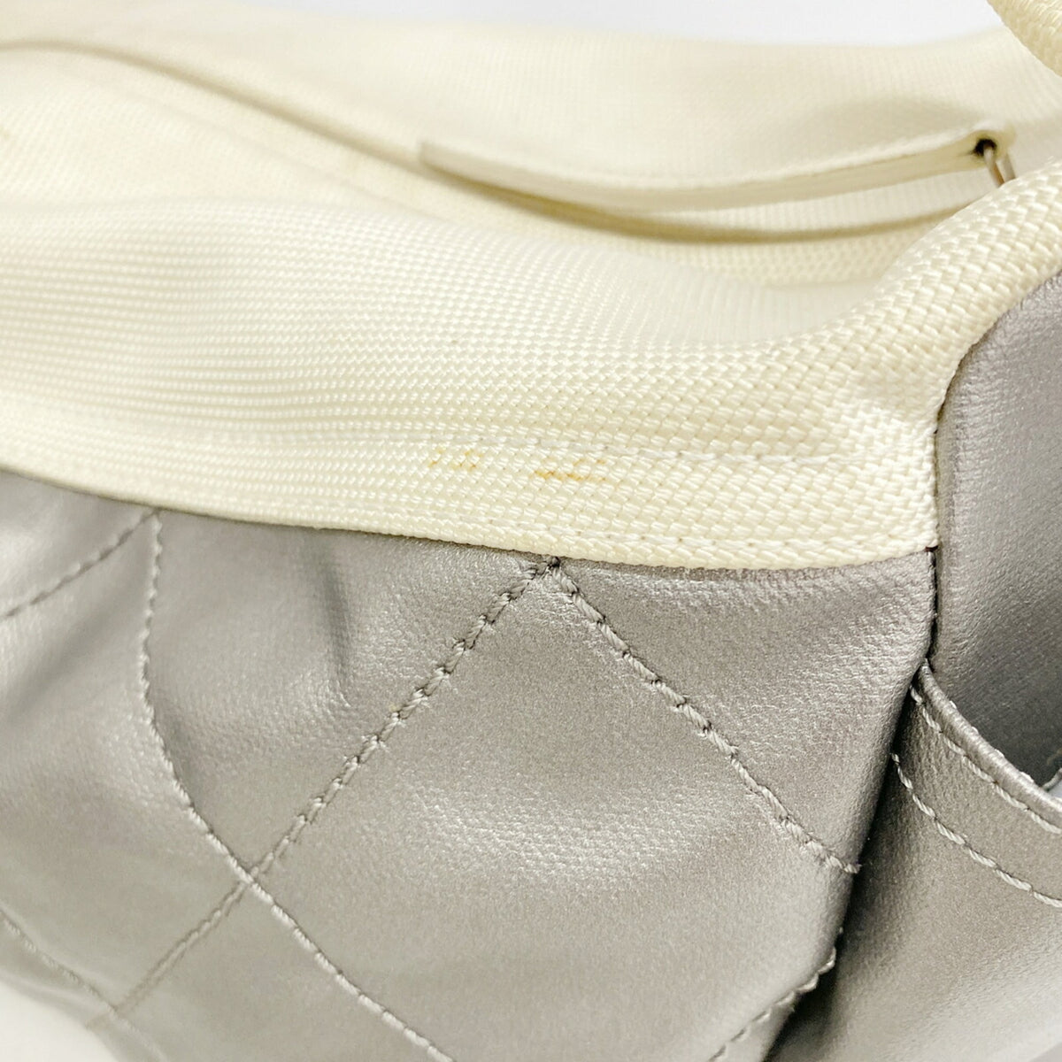 Chanel Gray Canvas Shoulder Bag (Pre-Owned)