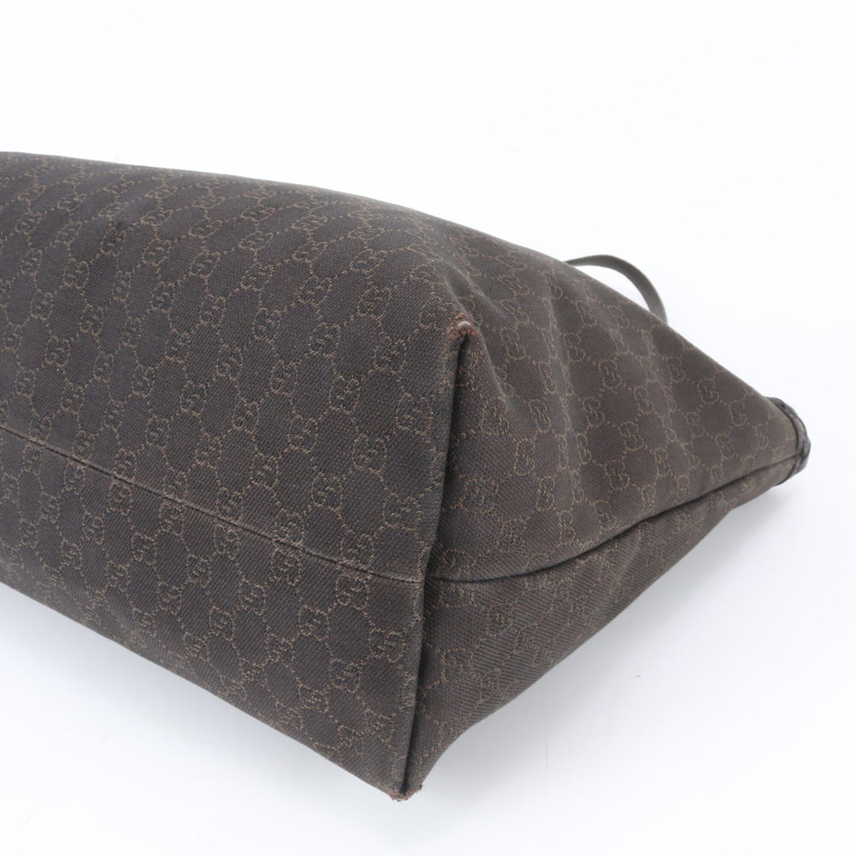 Gucci Brown Leather Canvas Shoulder Bag Tote Bag (Pre-Owned)