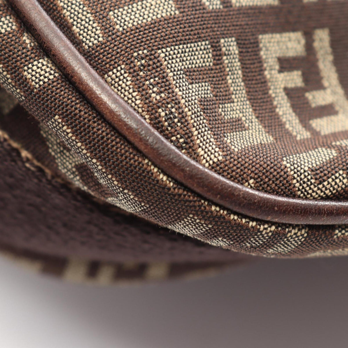 Fendi Beige Brown Canvas Leather Handbag Shoulder Bag (Pre-Owned)