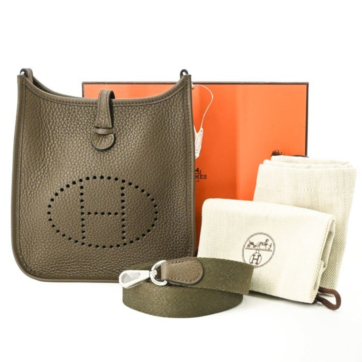 Hermes Evelyne Vert Taurillon Clemence Leather Shoulder Bag (Pre-Owned)