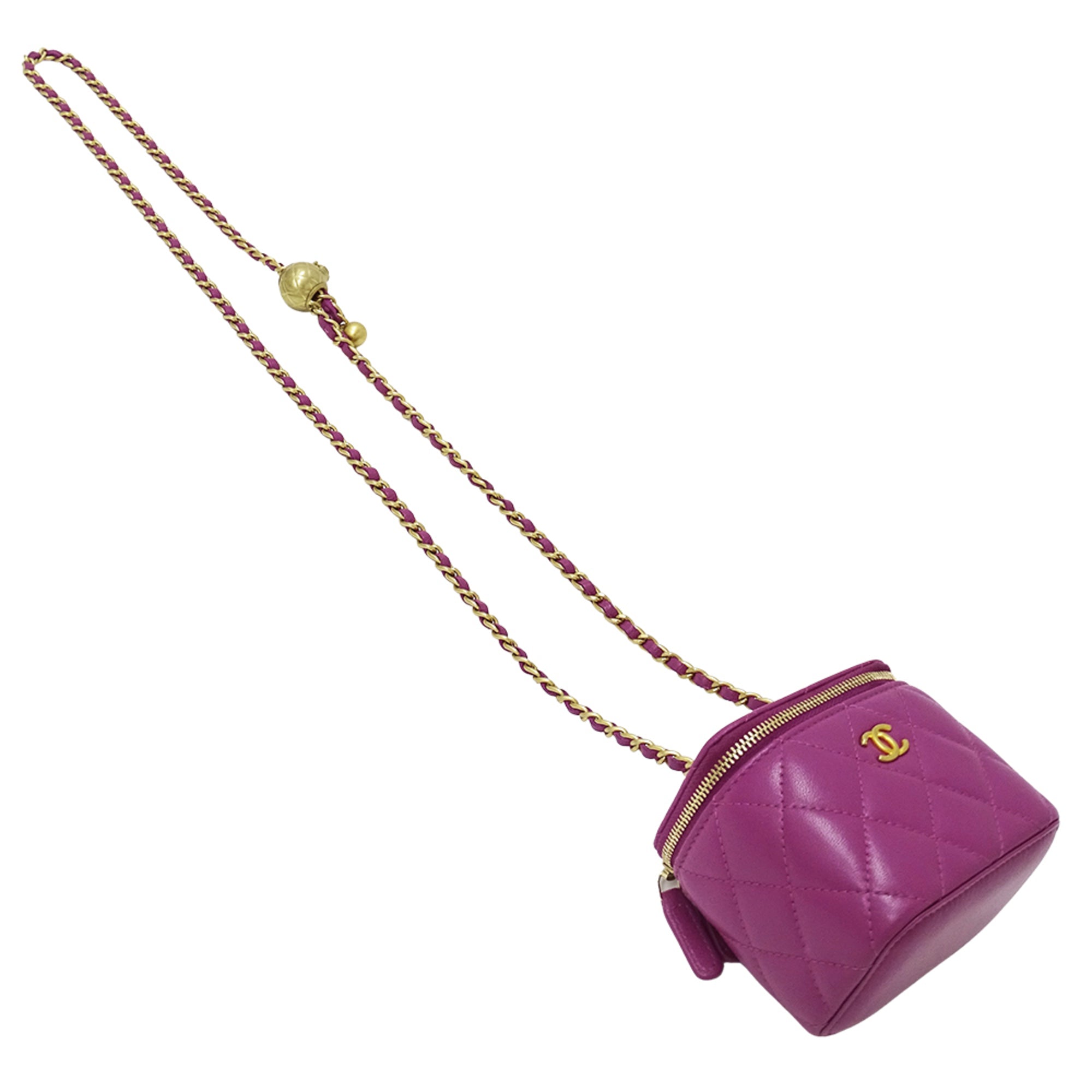 Chanel Purple Leather Handbag Shoulder Bag Vanity Bag (Pre-Owned)