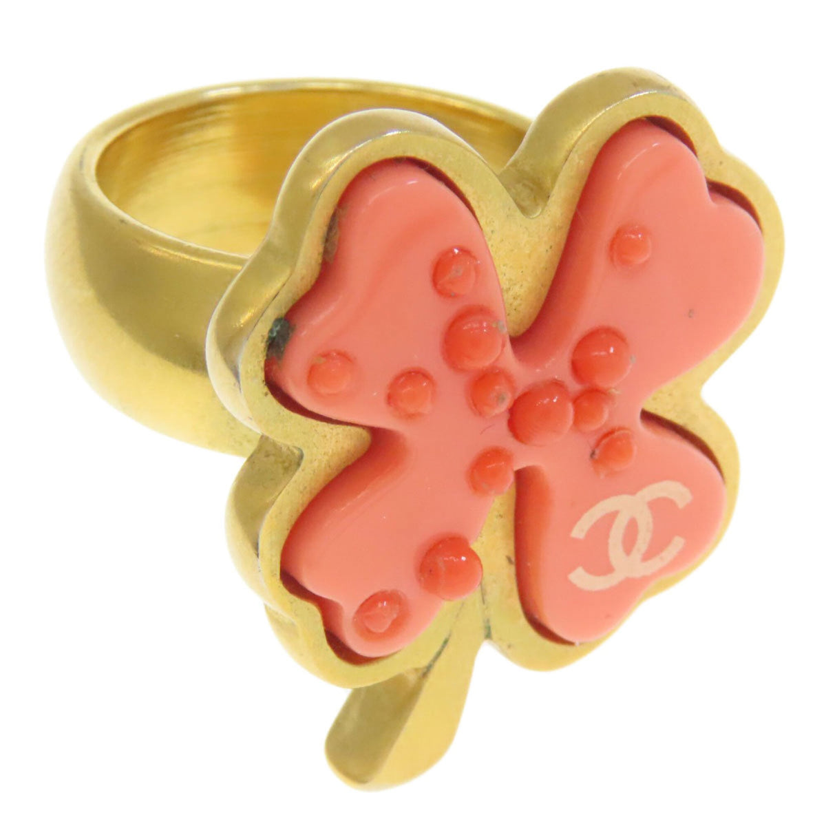 Chanel Gold Pink Metal Band Ring (Pre-Owned)