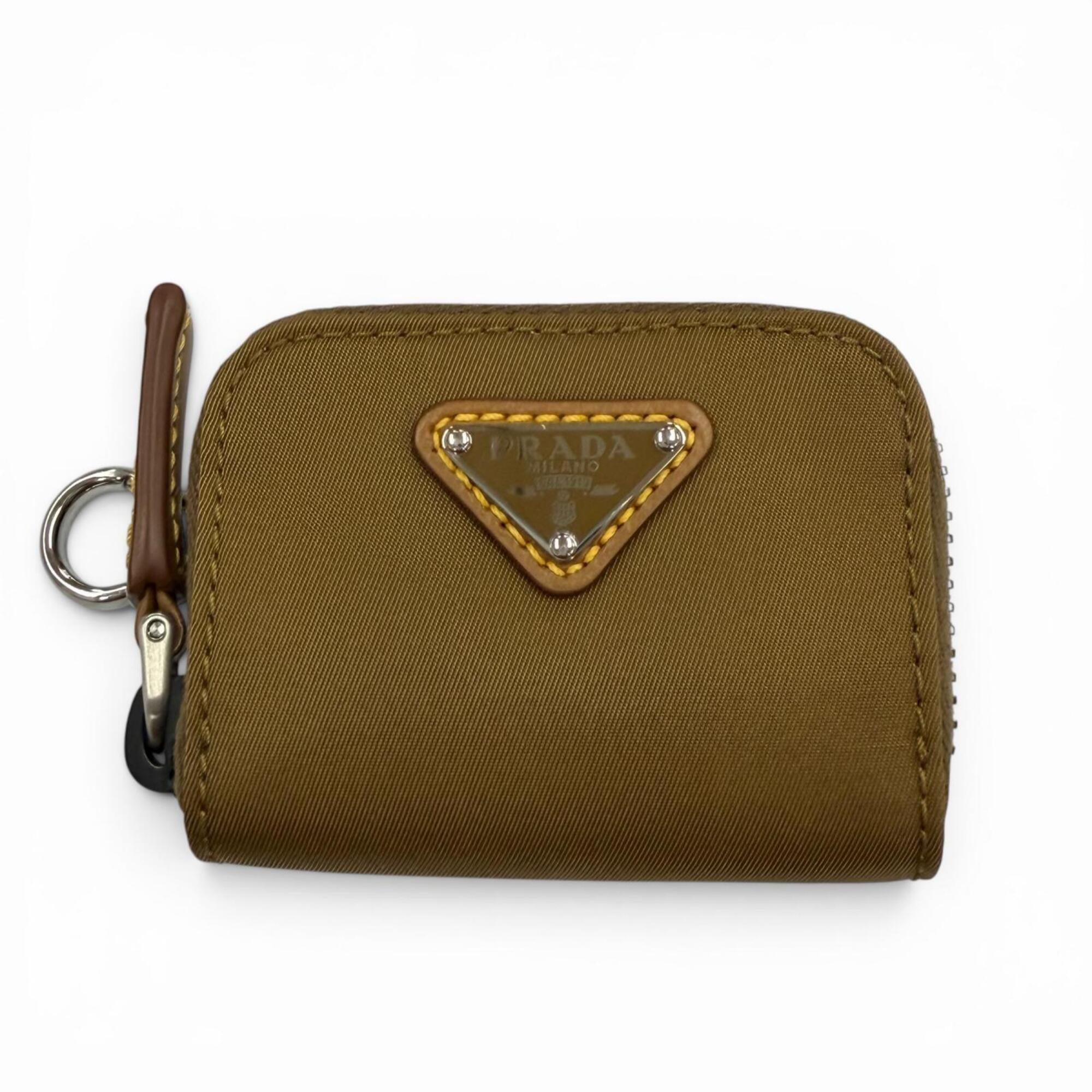 Prada Brown Nylon Leather Pouch Shoulder Bag (Pre-Owned)