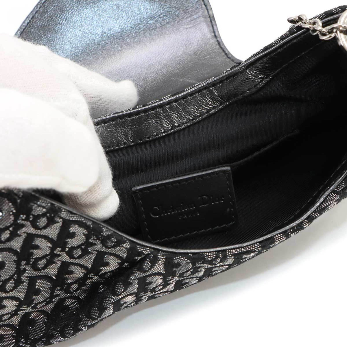 Christian Dior Gray Canvas Leather Handbag (Pre-Owned)