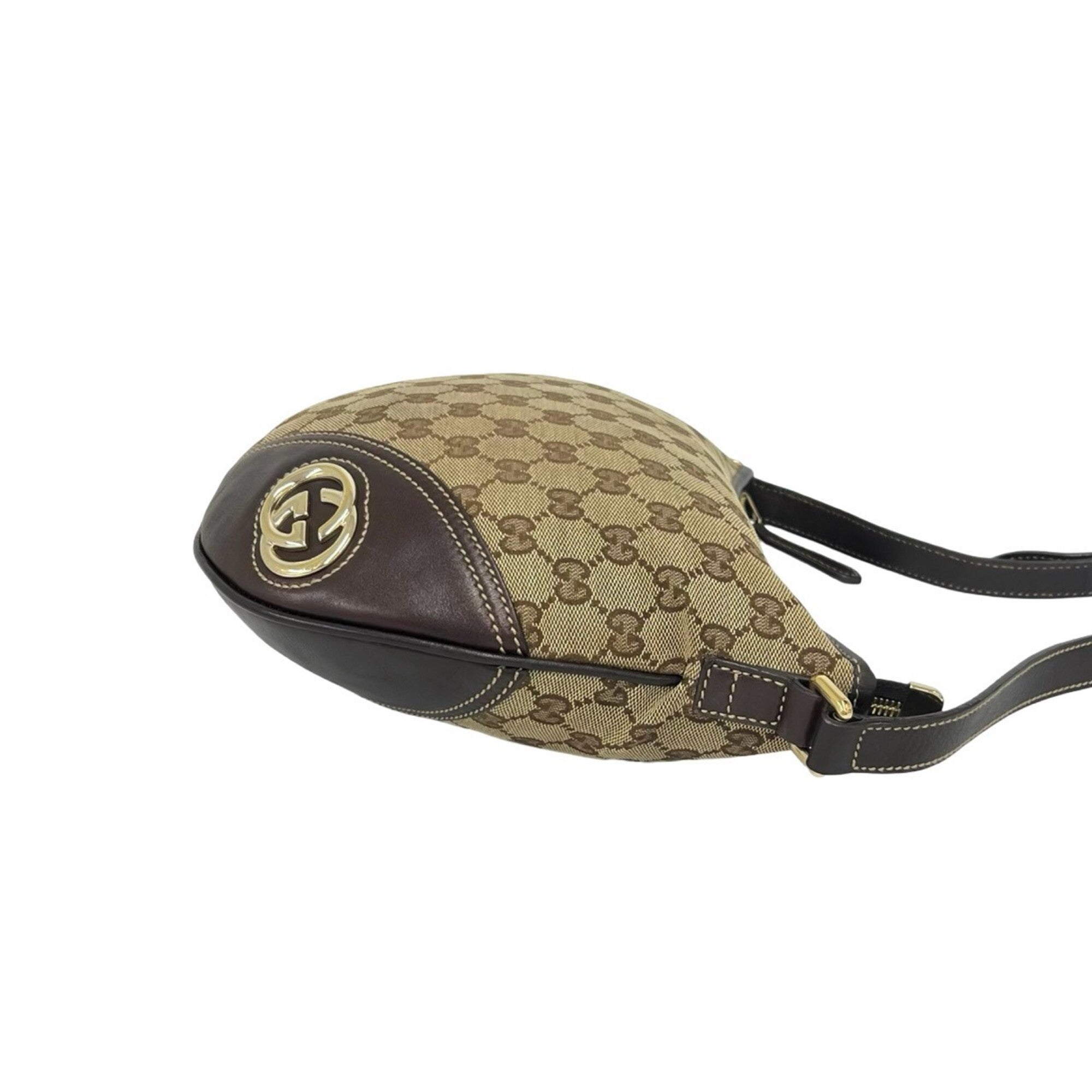 Gucci Brown Canvas Leather Pochette Shoulder Bag (Pre-Owned)