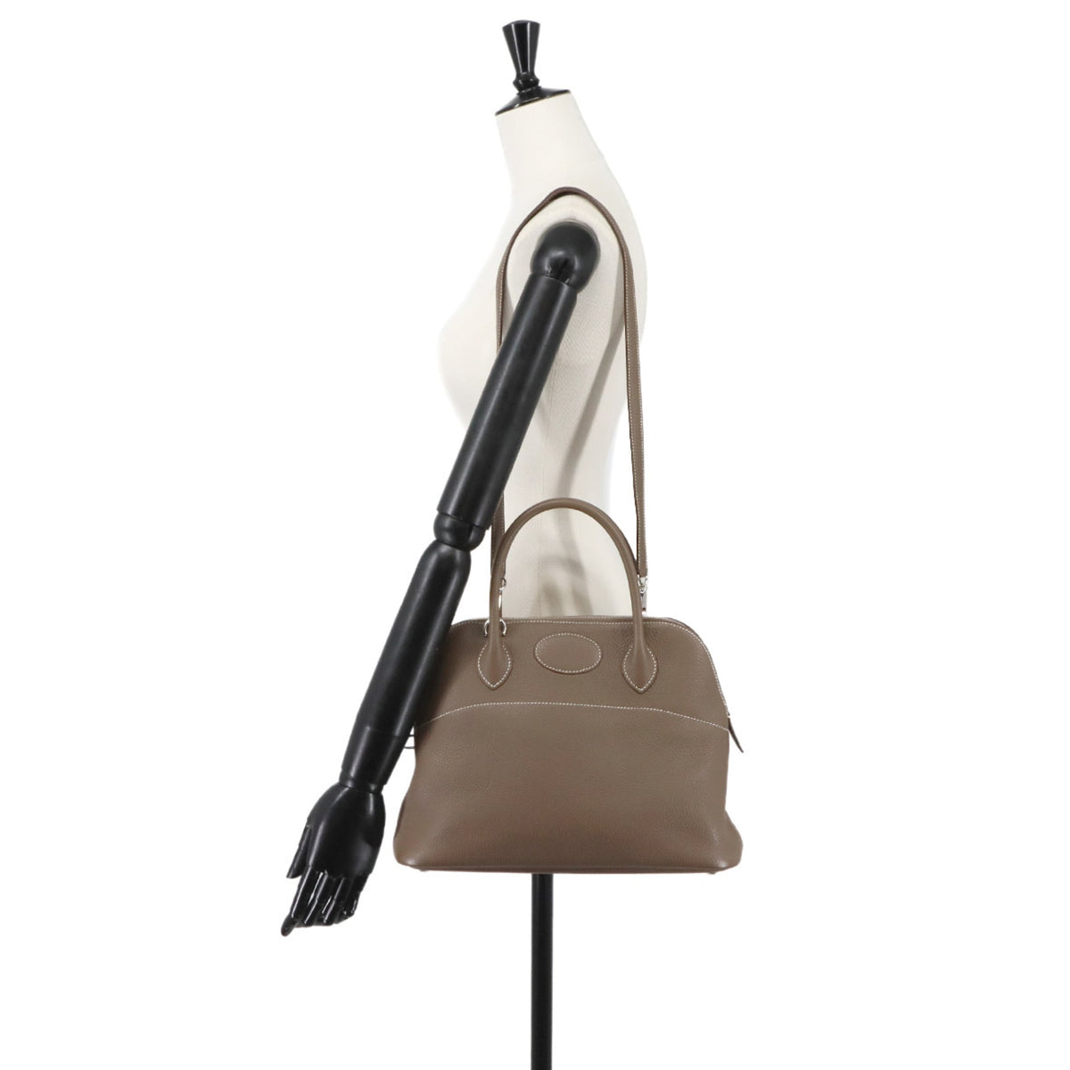 Hermes Etoupe Gray Taurillon Clemence Leather Handbag (Pre-Owned)