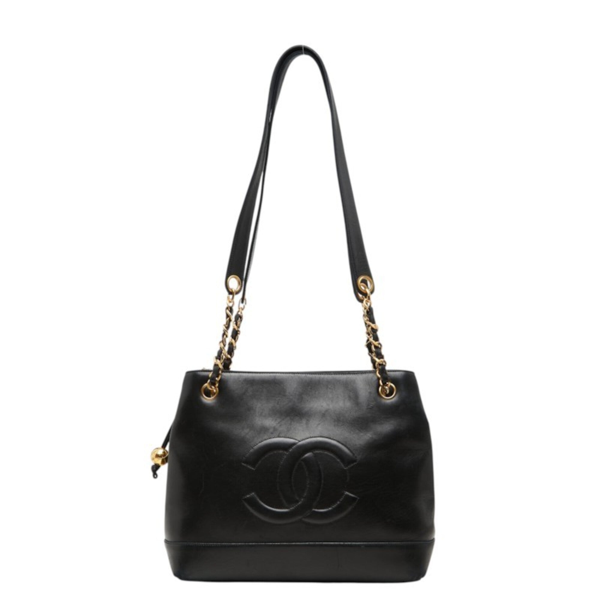 Chanel Black Leather Handbag Tote Bag (Pre-Owned)