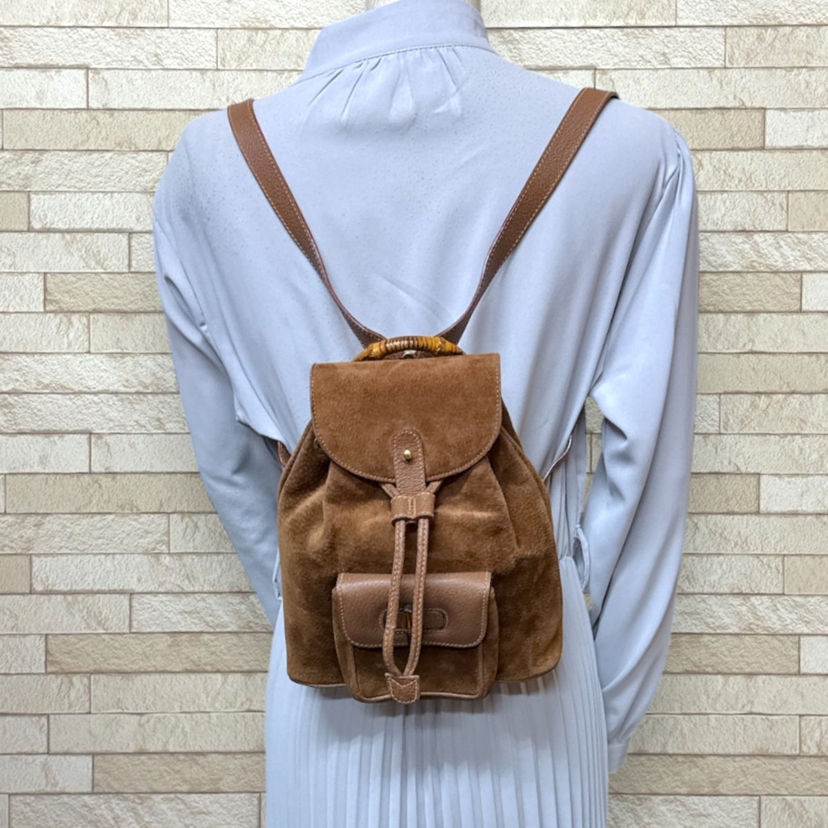 Gucci Brown Suede Leather Backpack (Pre-Owned)