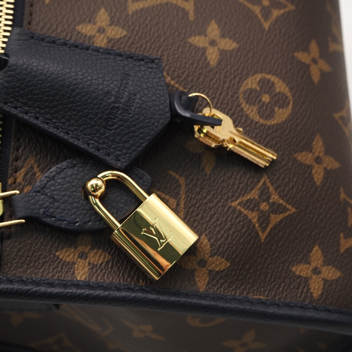 Louis Vuitton Beige Brown Monogram Navy Monogram Handbag (Pre-Owned)