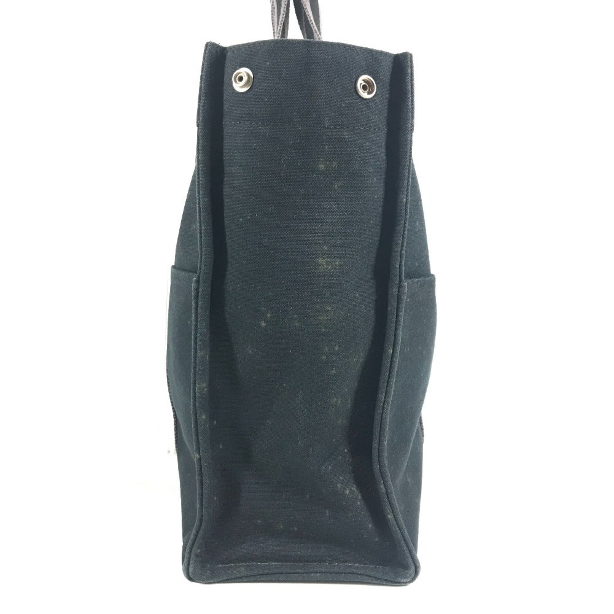 Hermes Black Gray Canvas Shoulder Bag Tote Bag (Pre-Owned)