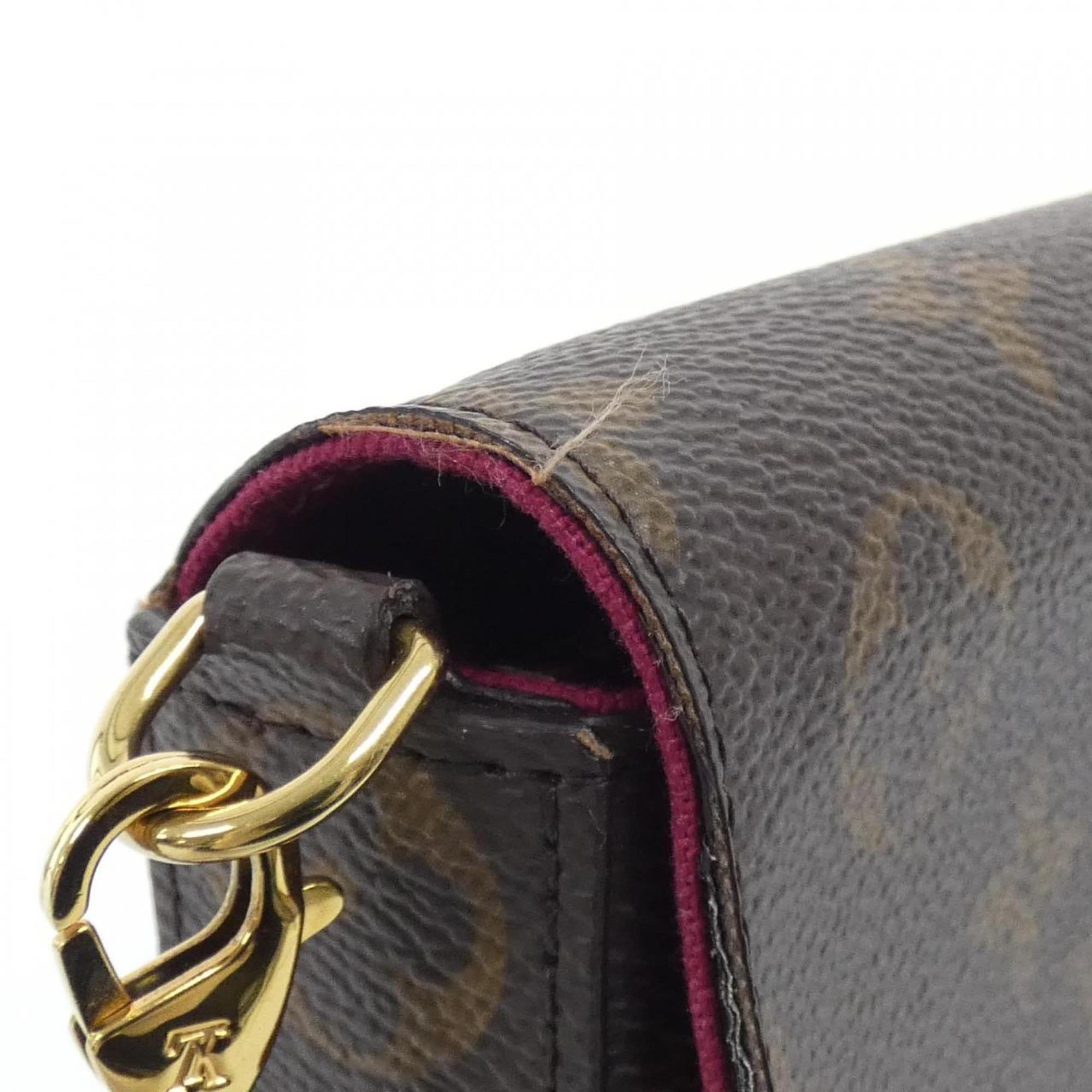 Louis Vuitton Monogram Marron Coated Canvas Pochette Shoulder Bag (Pre-Owned)