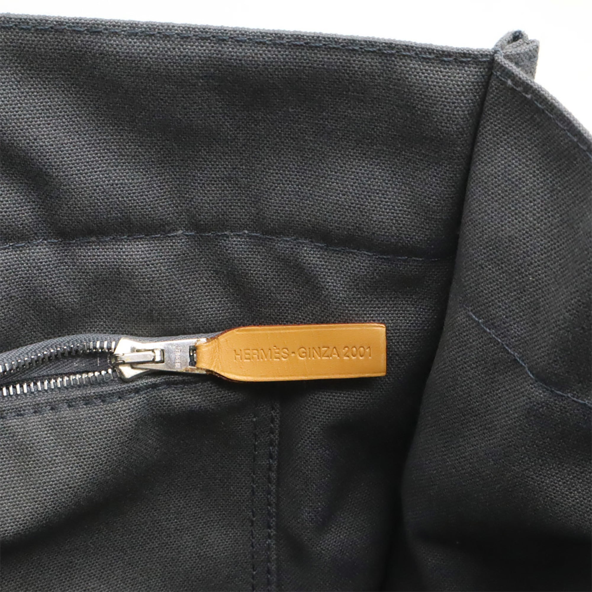 Hermes Gray Orange White Canvas Handbag Tote Bag (Pre-Owned)