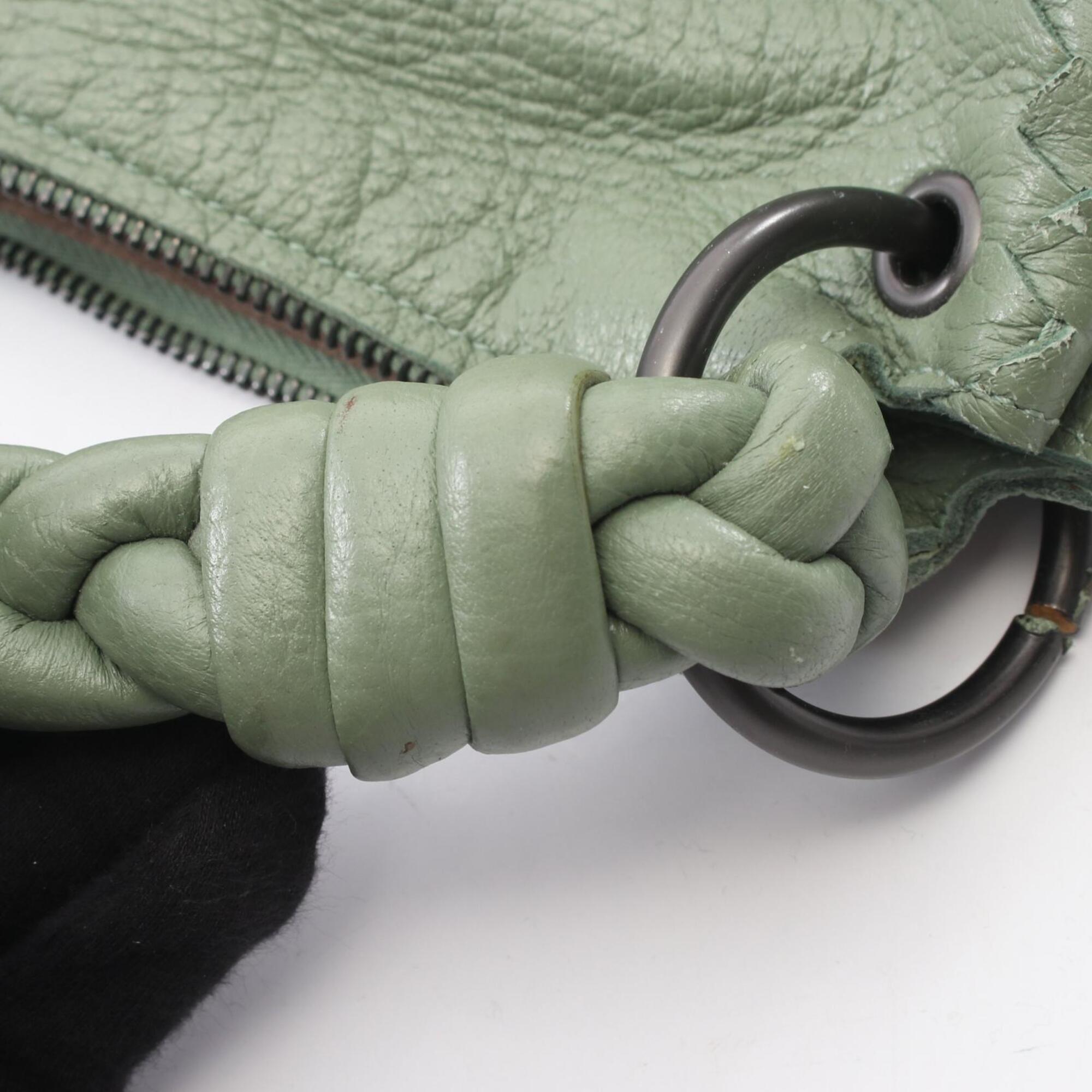 Bottega Veneta Green Leather Handbag Shoulder Bag (Pre-Owned)