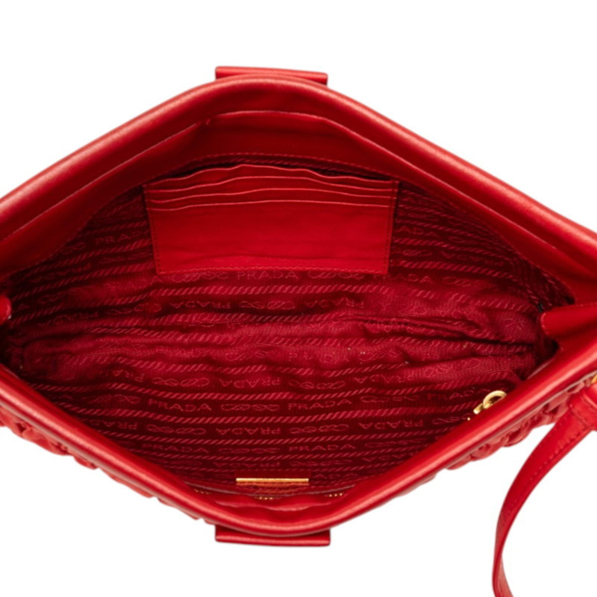Prada Red Color Nylon Leather Shoulder Bag (Pre-Owned)