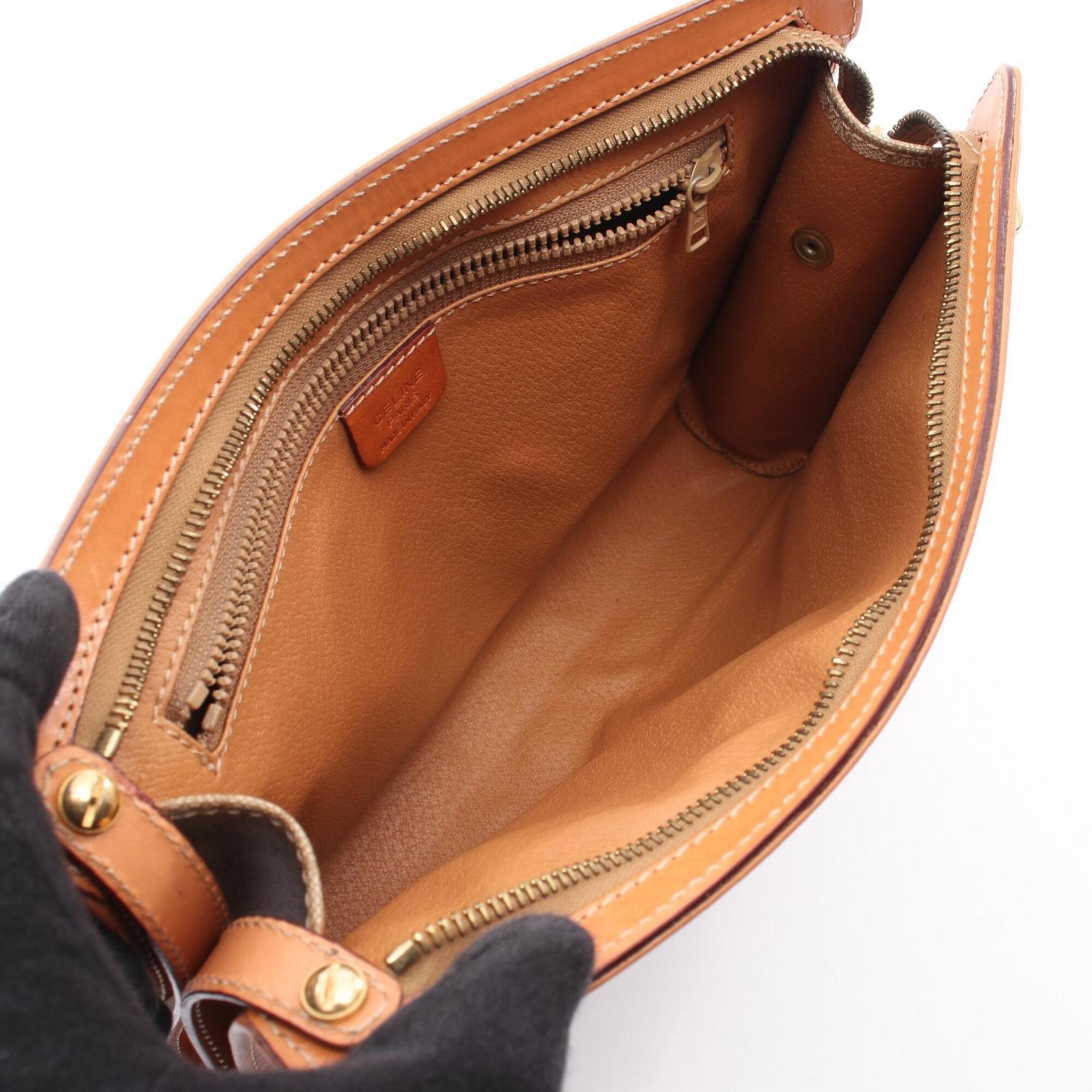 Celine Macadam Beige Brown Coated Canvas Clutch Bag Handbag (Pre-Owned)