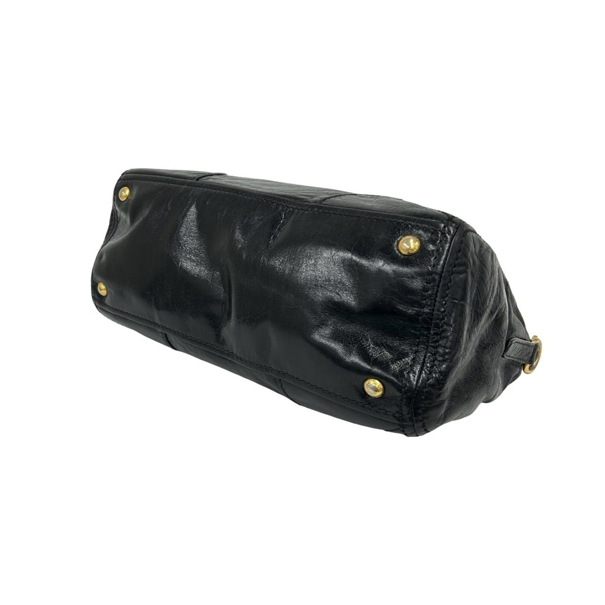 Prada Black Leather Boston Bag Handbag Shoulder Bag Tote Bag (Pre-Owned)
