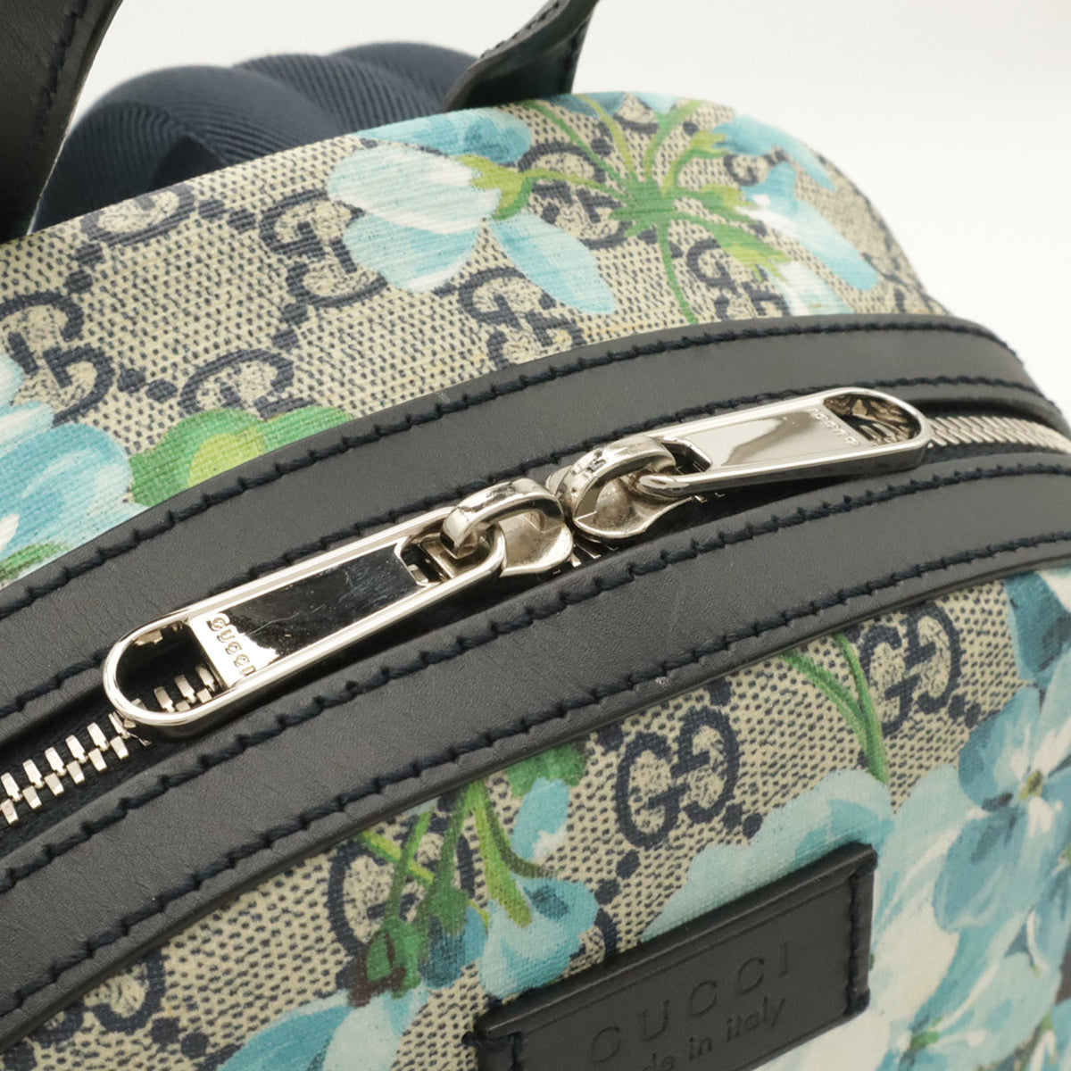 Gucci Blue Multi-Color Gg Supreme Leather Backpack (Pre-Owned)