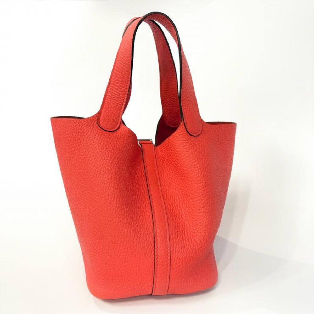Hermes Red Color Taurillon Clemence Leather Handbag (Pre-Owned)