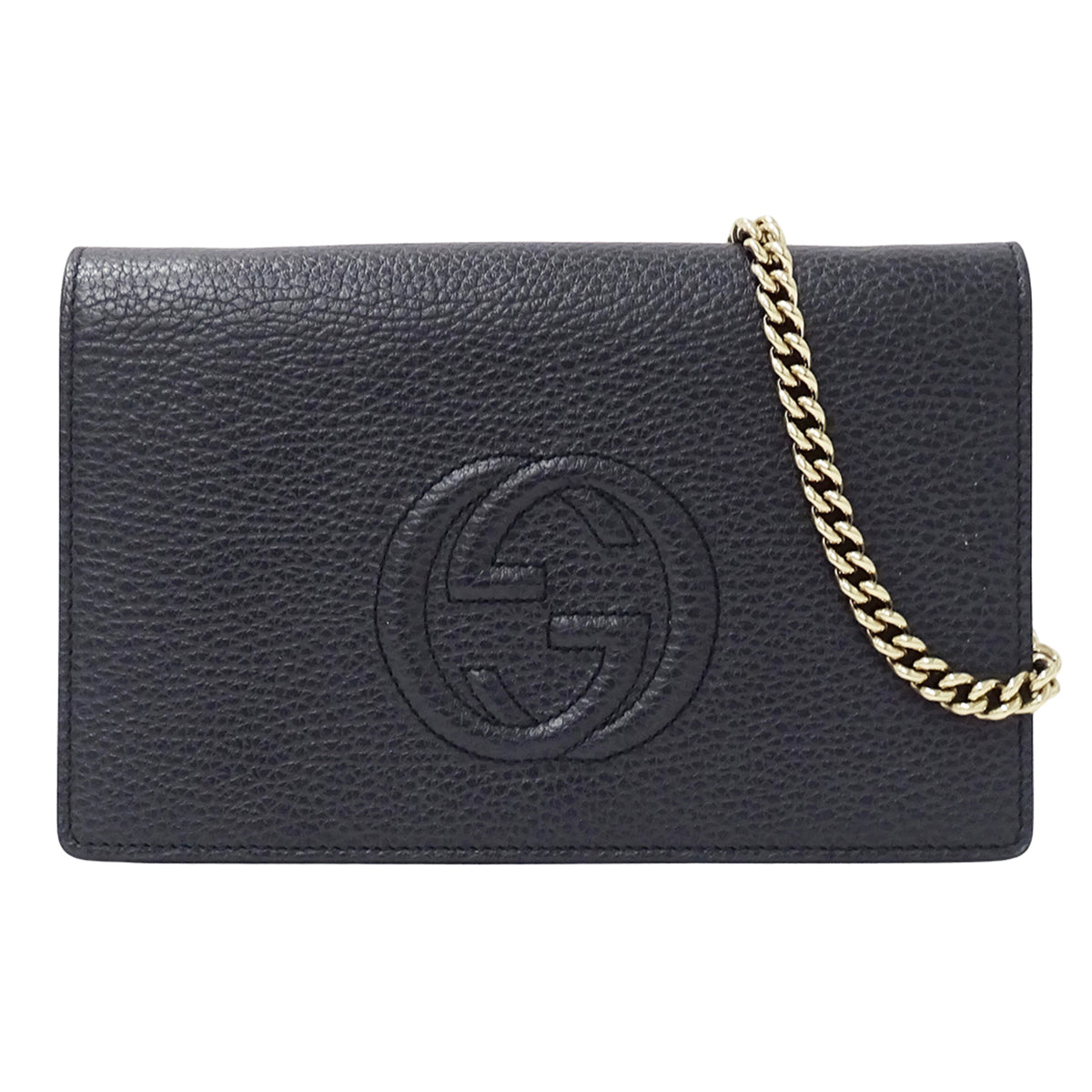 Gucci Navy Leather Chain/Shoulder Wallet (Pre-Owned)