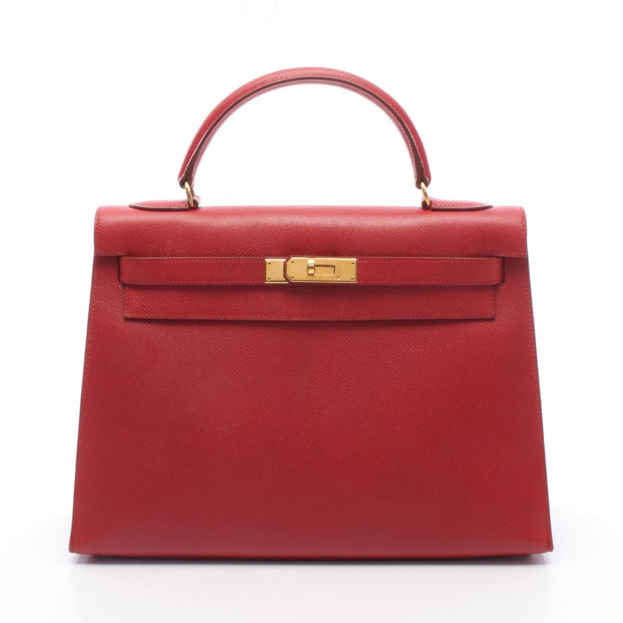 Hermes Red Color Courchevel Leather Handbag (Pre-Owned)