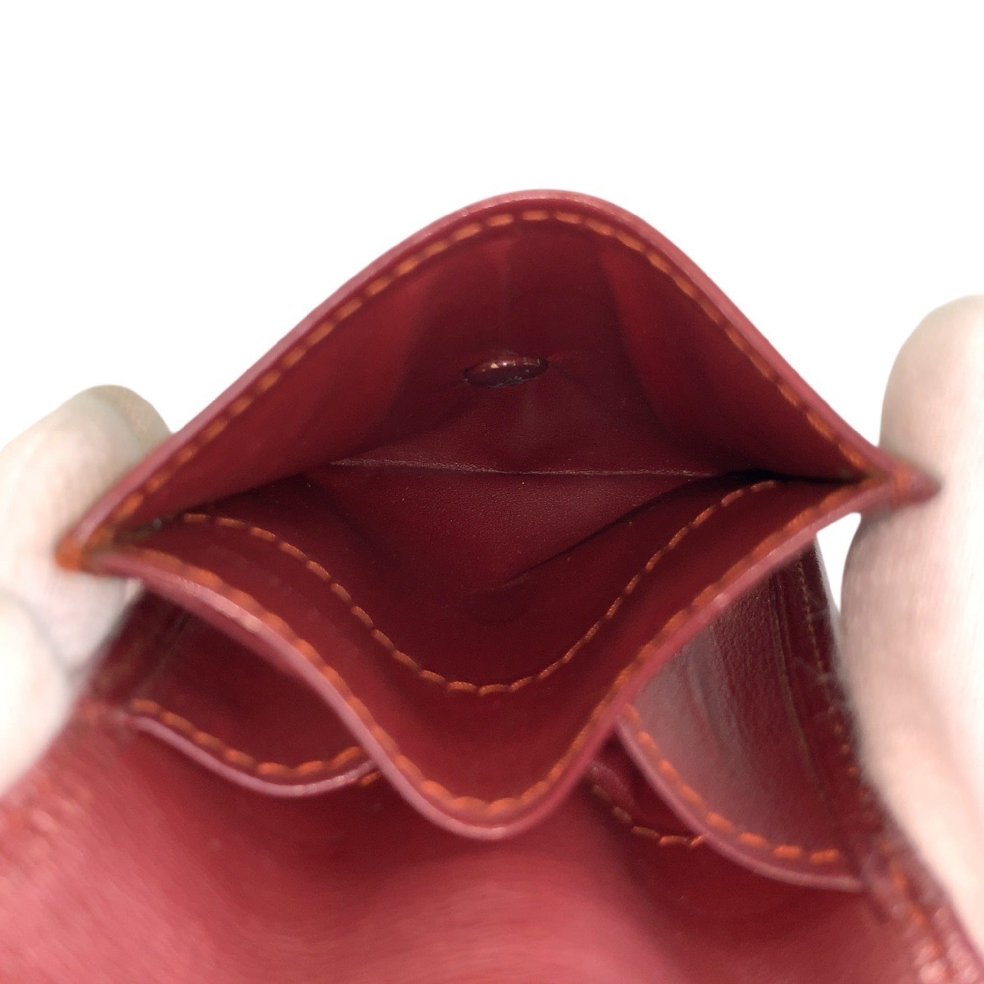 Cartier Bordeaux Leather Coin Purse/Coin Case (Pre-Owned)
