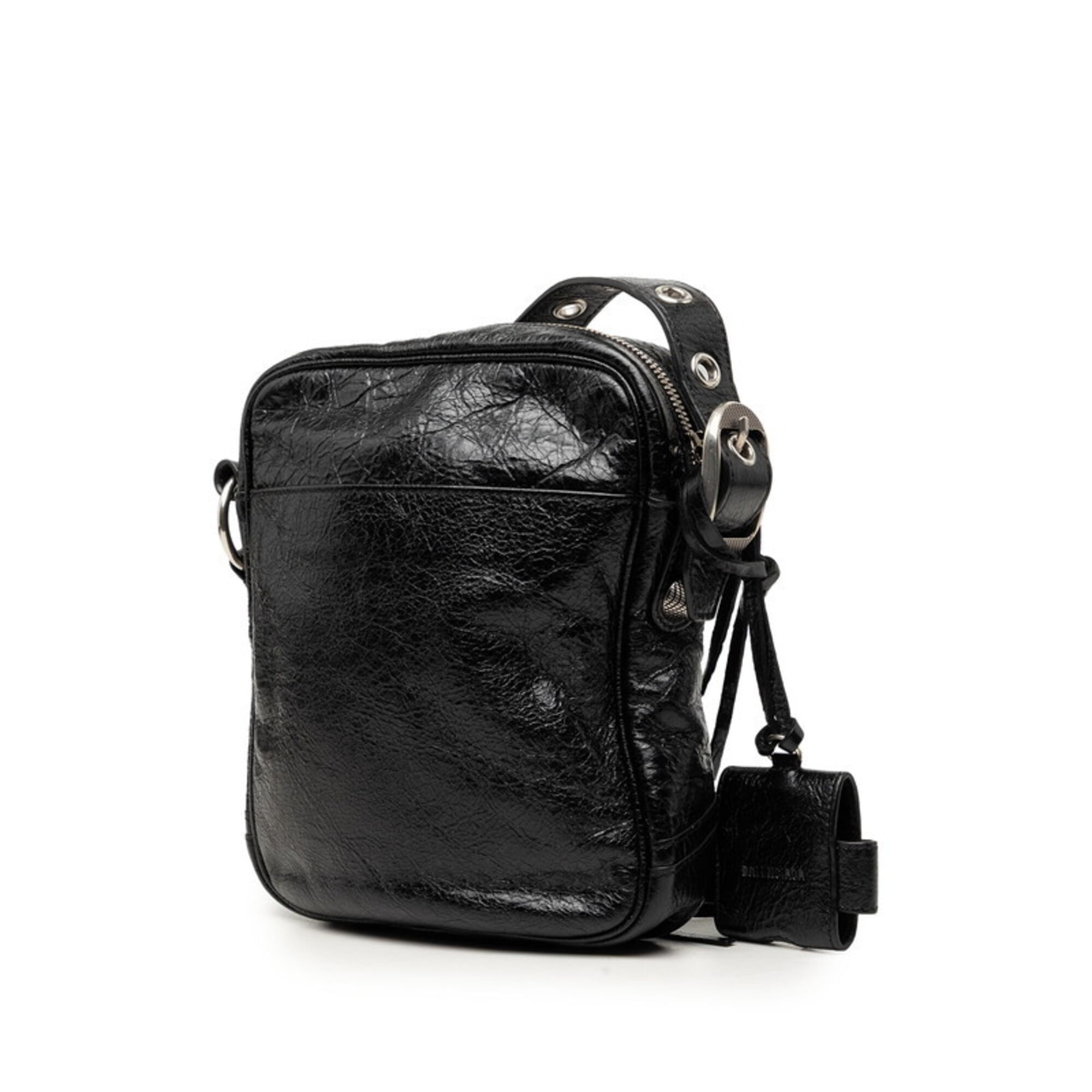 Balenciaga Black Leather Pouch Shoulder Bag (Pre-Owned)