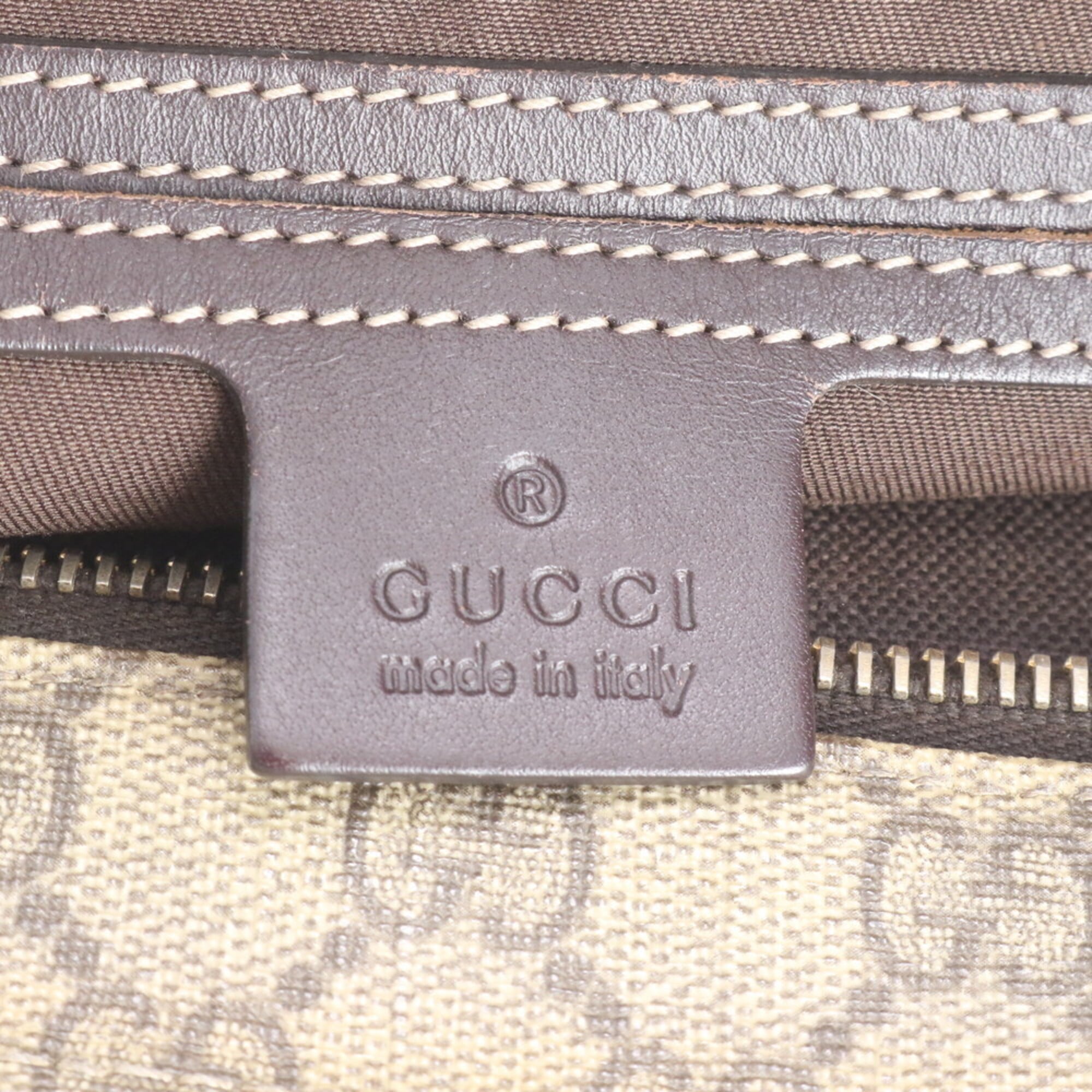 Gucci Brown Leather Coated Canvas Messenger Bag Shoulder Bag (Pre-Owned)