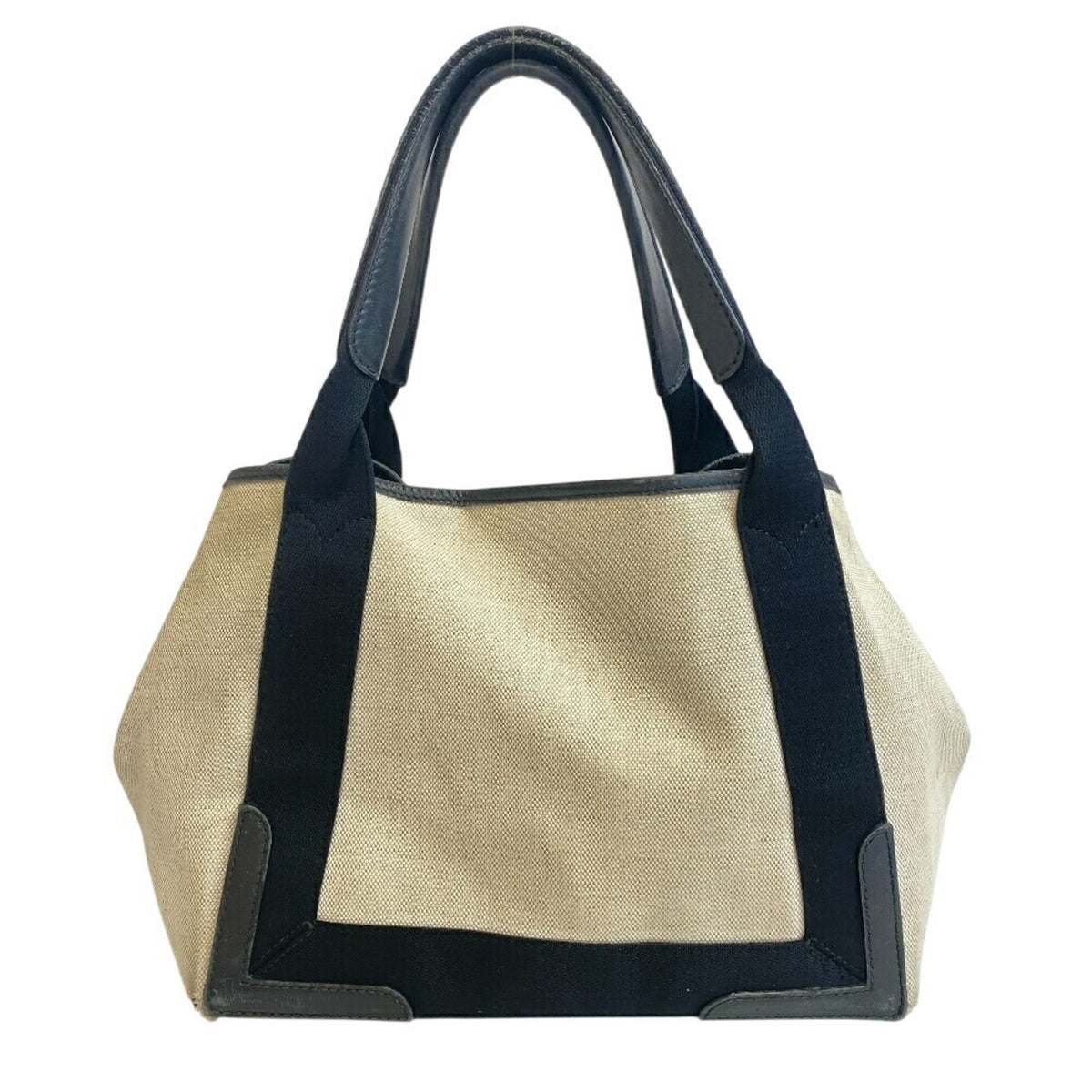 Balenciaga Black Ivory Canvas Leather Handbag (Pre-Owned)