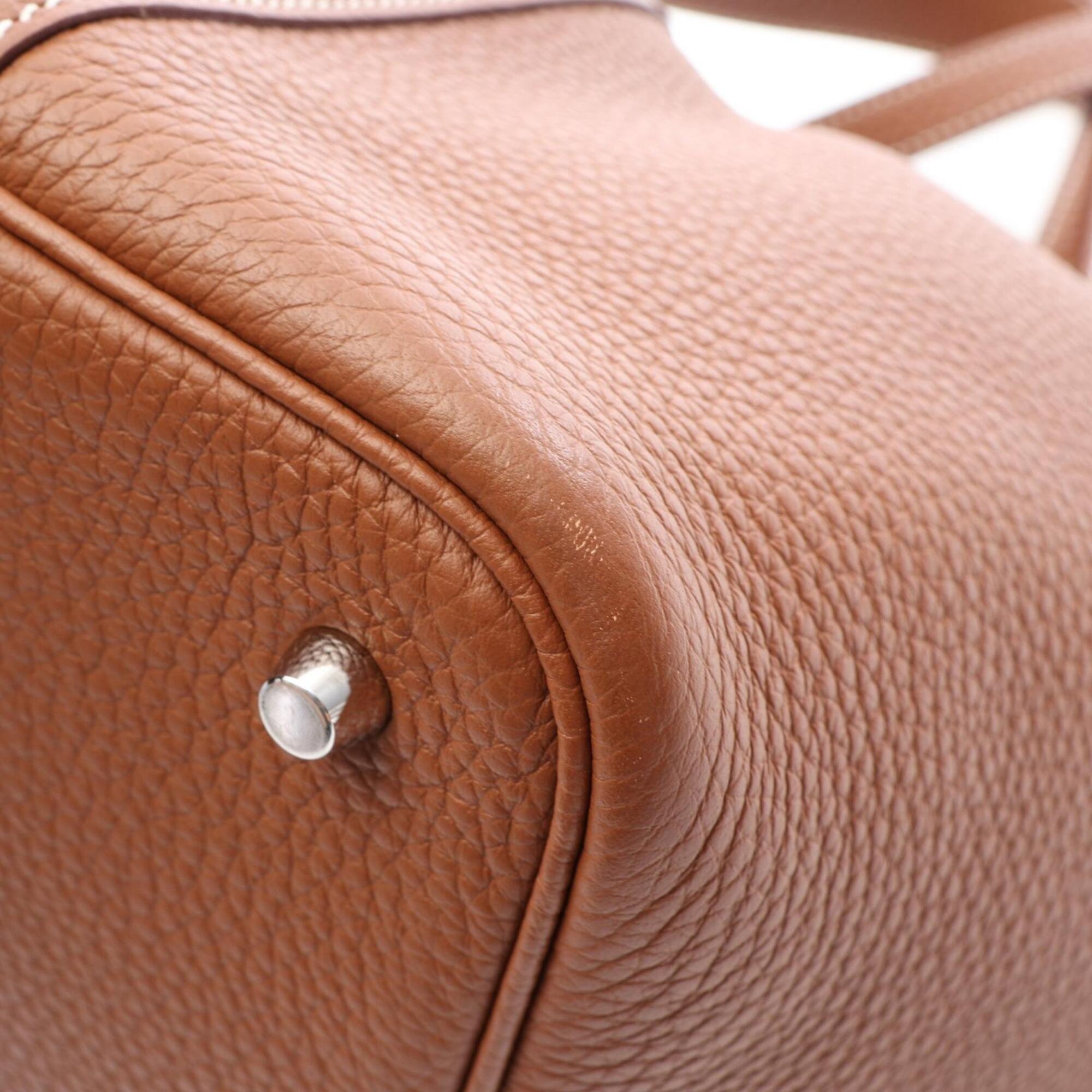 Hermes Brown Gold Taurillon Clemence Leather Leather Handbag (Pre-Owned)