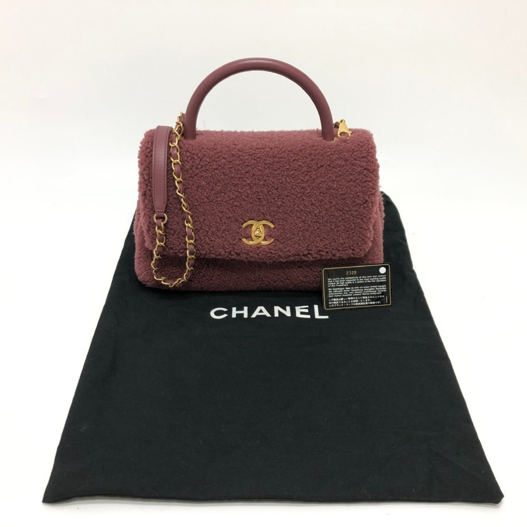 Chanel Red Color Wine Leather Handbag Shoulder Bag (Pre-Owned)