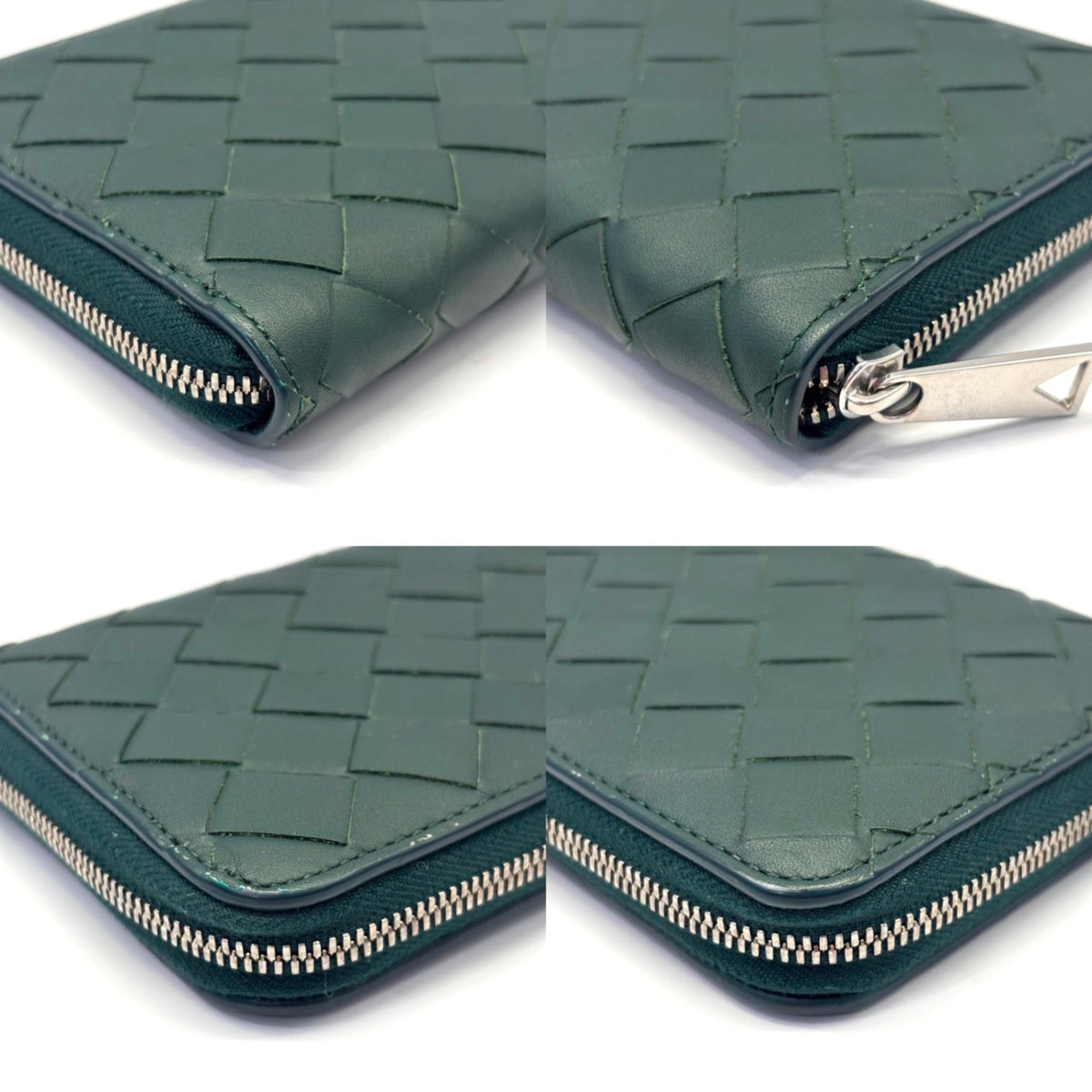 Bottega Veneta Green Leather Long Wallet (Bi-Fold) (Pre-Owned)